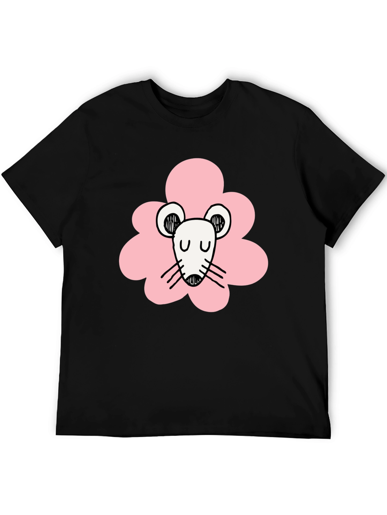 Cute Mouse Graphic Black T-Shirt