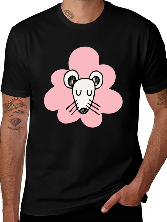 Cute Mouse Graphic Black T-Shirt