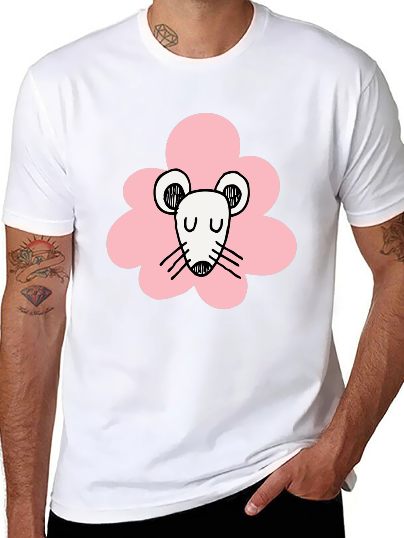 Cute Mouse Graphic Black T-Shirt