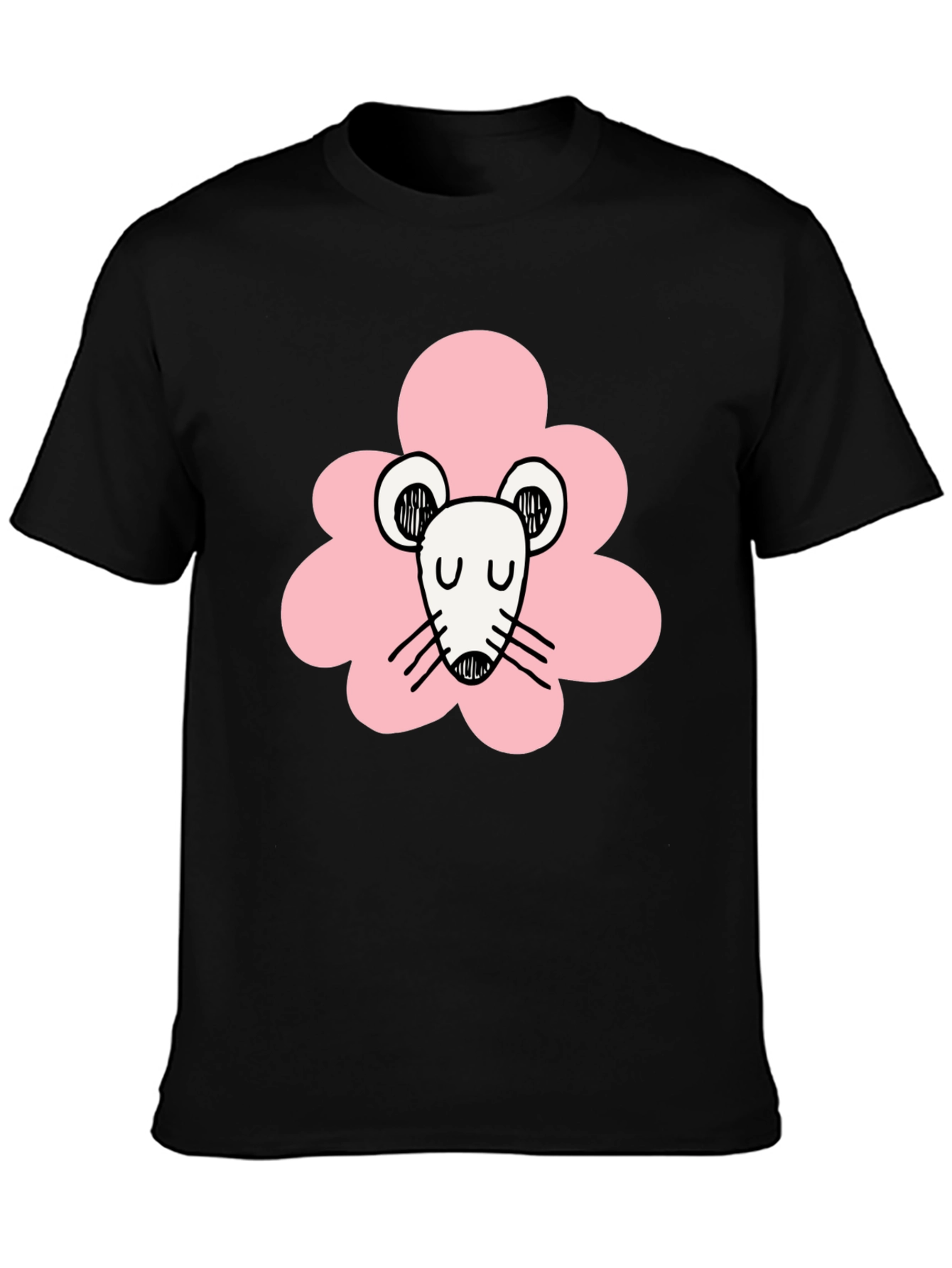 Cute Mouse Graphic Black T-Shirt