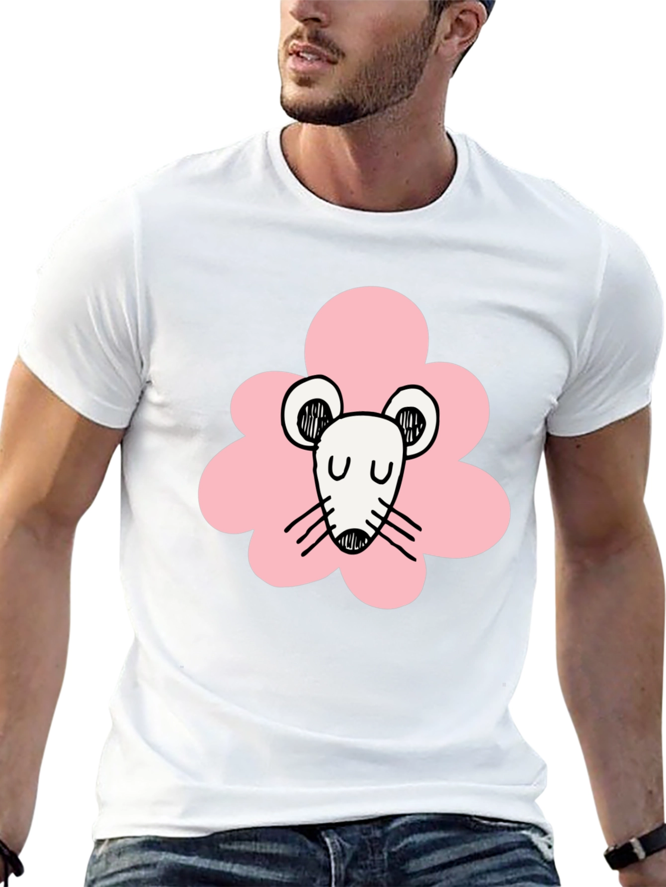 Cute Mouse Graphic Black T-Shirt