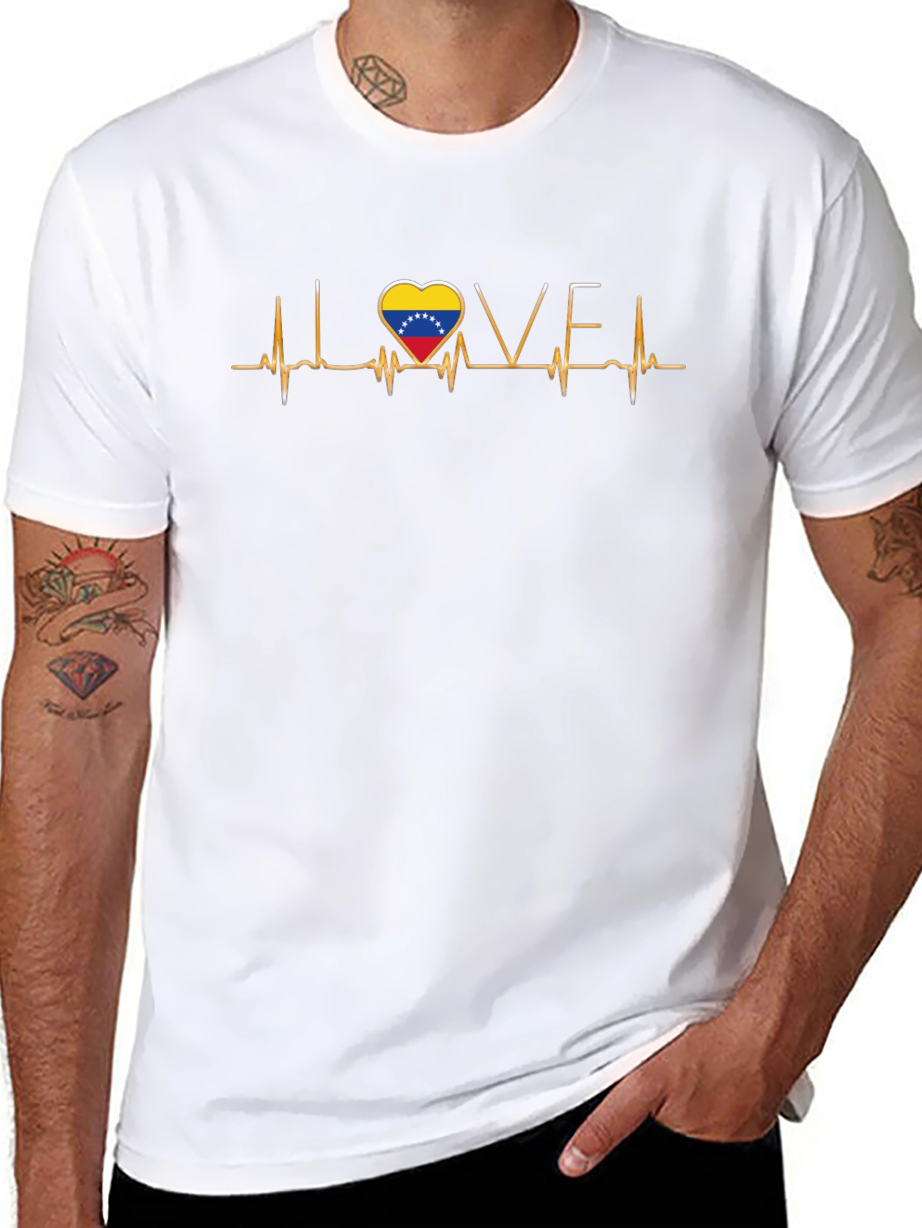 Love Venezuela Heartbeat Graphic Black T-Shirt