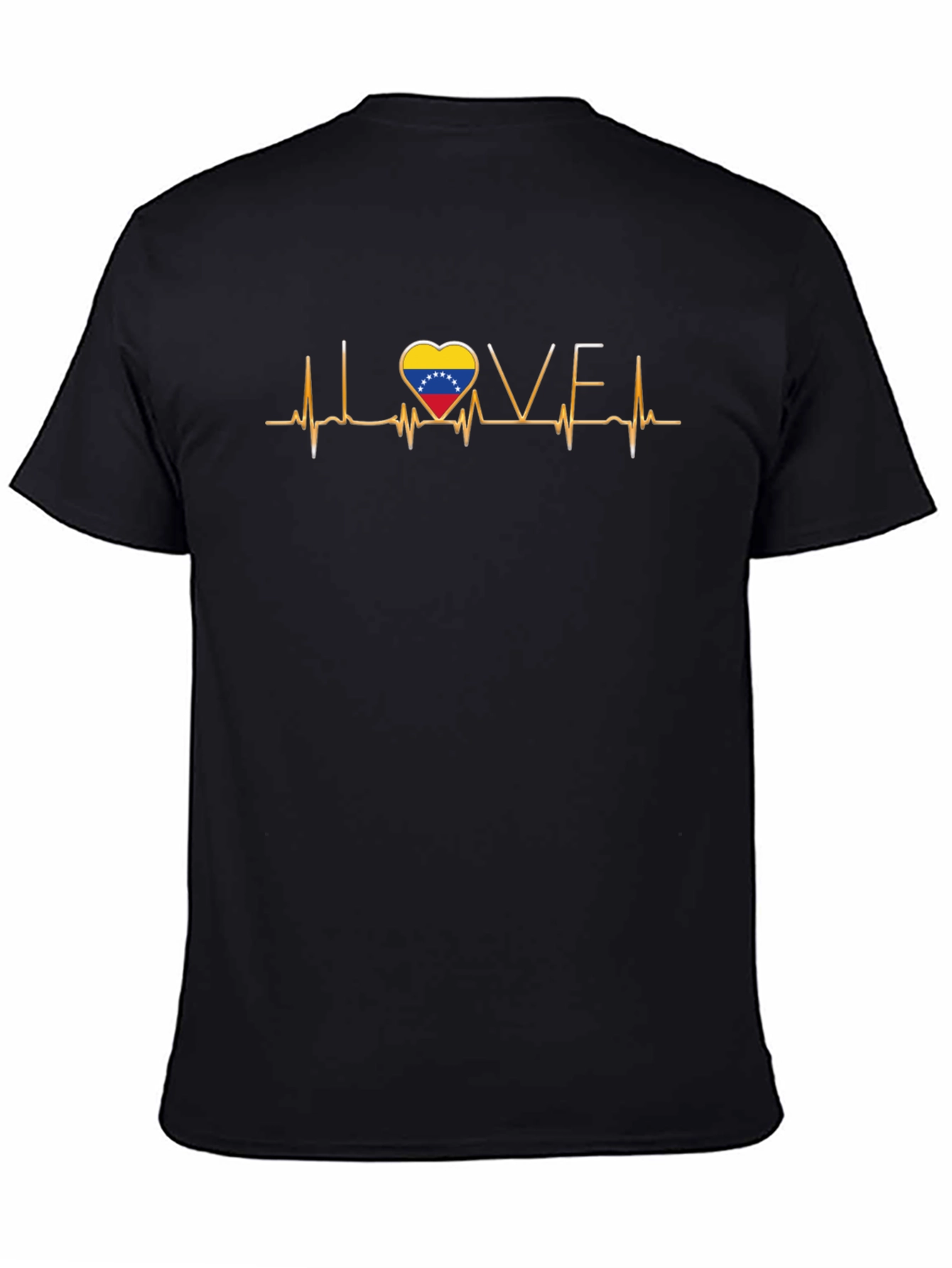 Love Venezuela Heartbeat Graphic Black T-Shirt