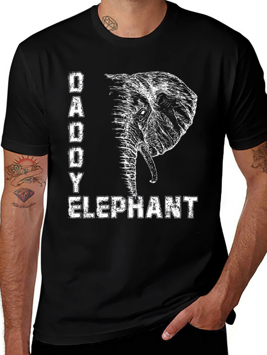 Daddy Elephant Graphic Tee - Black Cotton T-Shirt