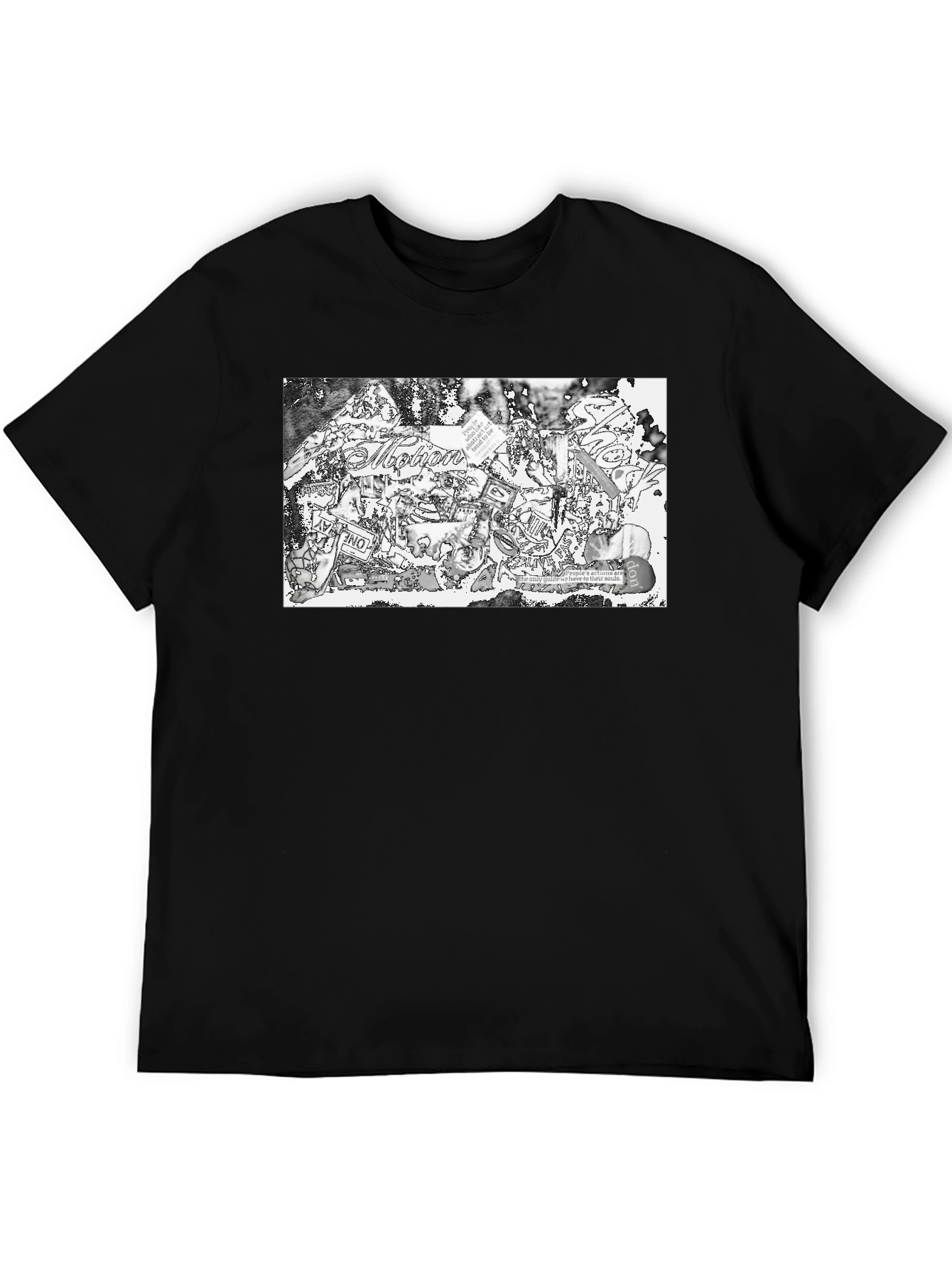 Abstract Collage Print Black Tee