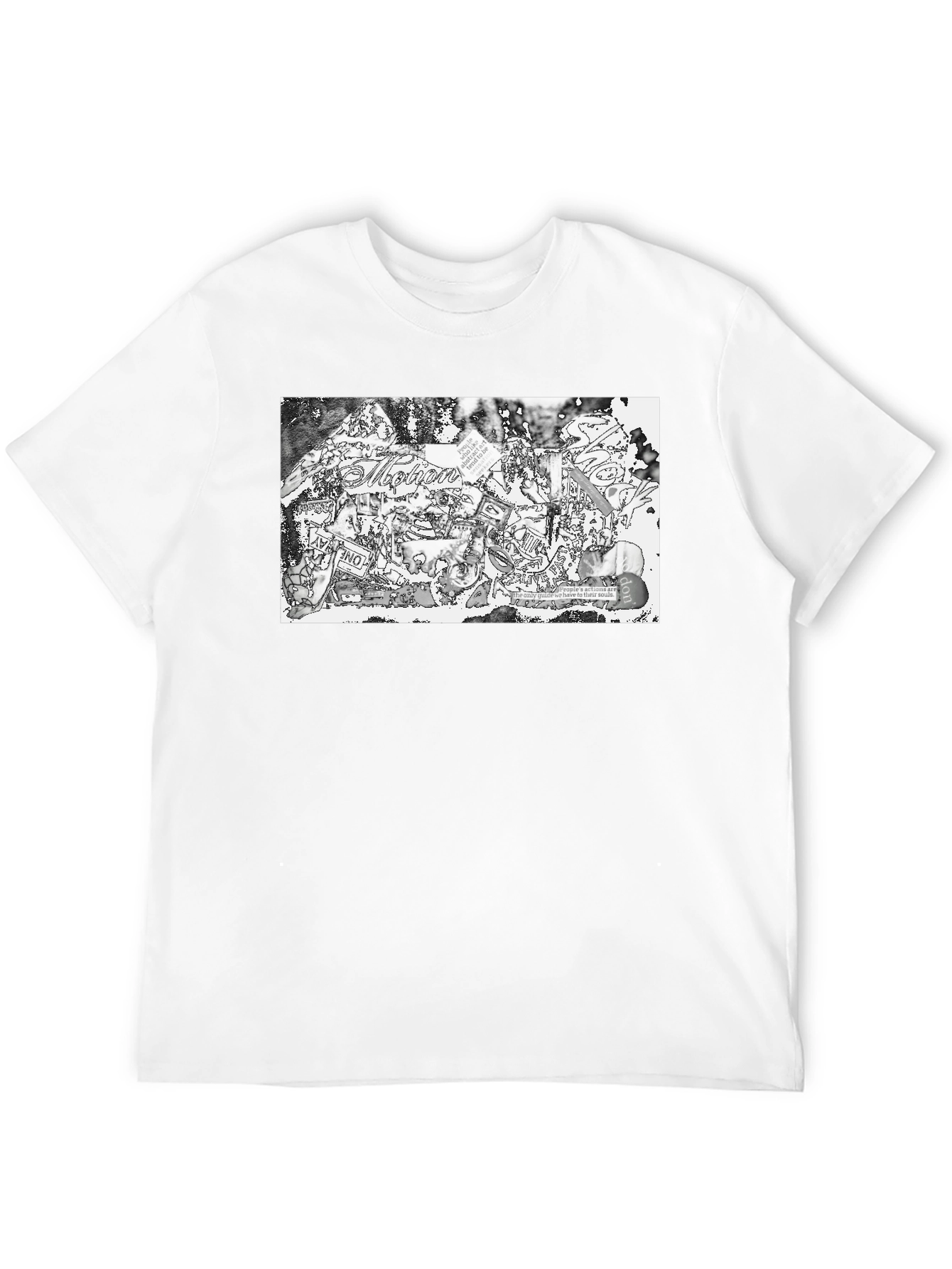 Abstract Collage Print Black Tee