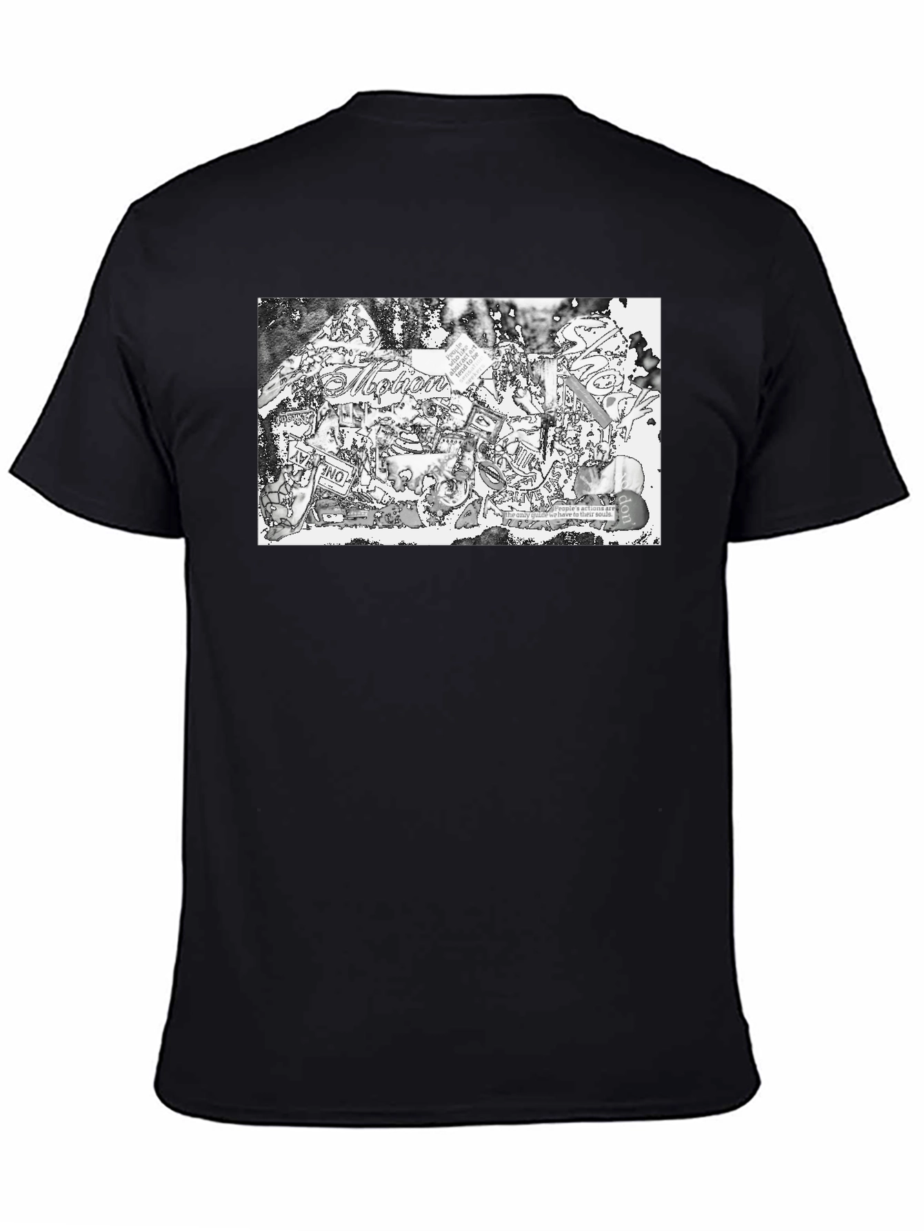 Abstract Collage Print Black Tee