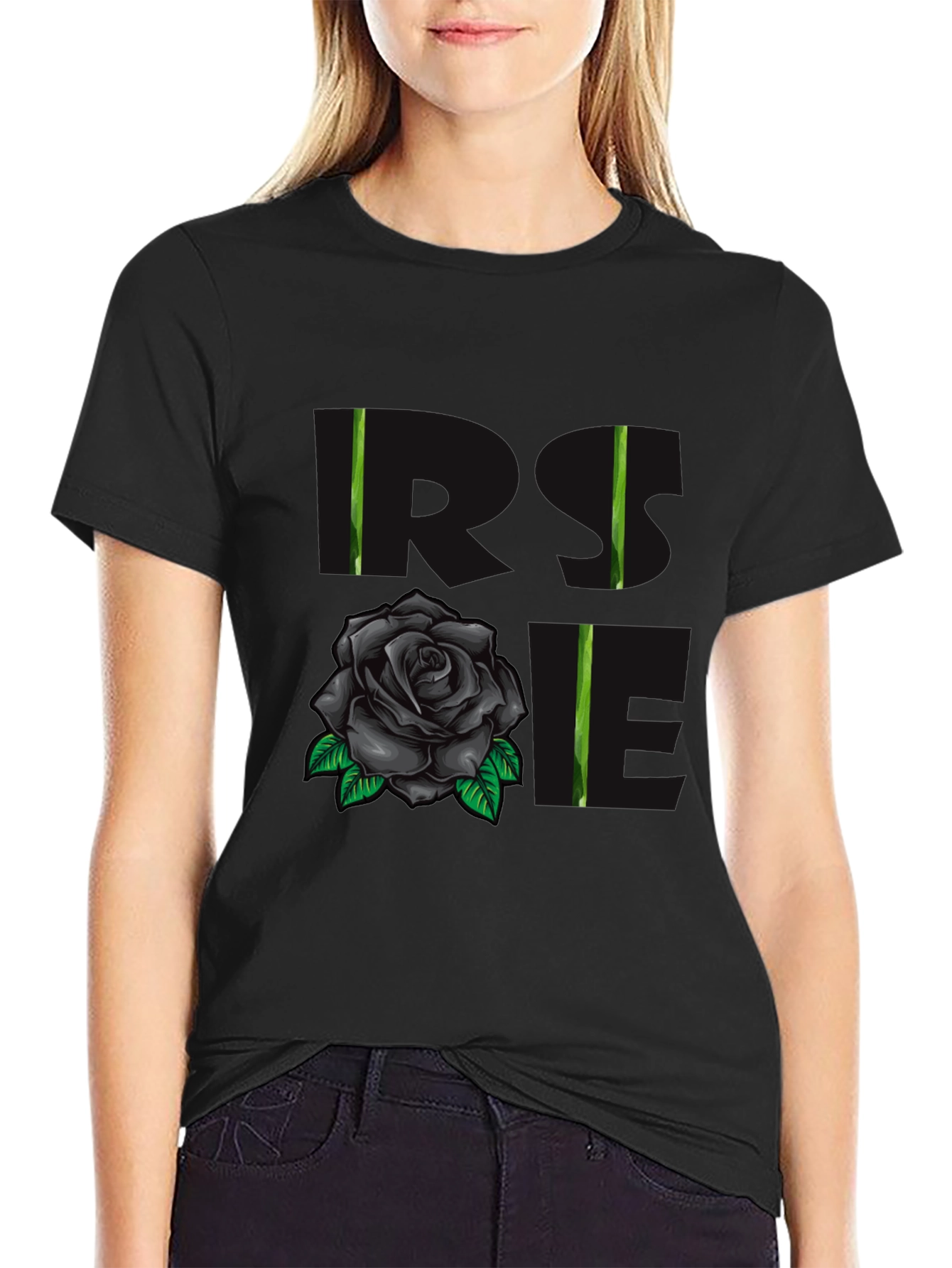 Rose Love Graphic T-Shirt - Black