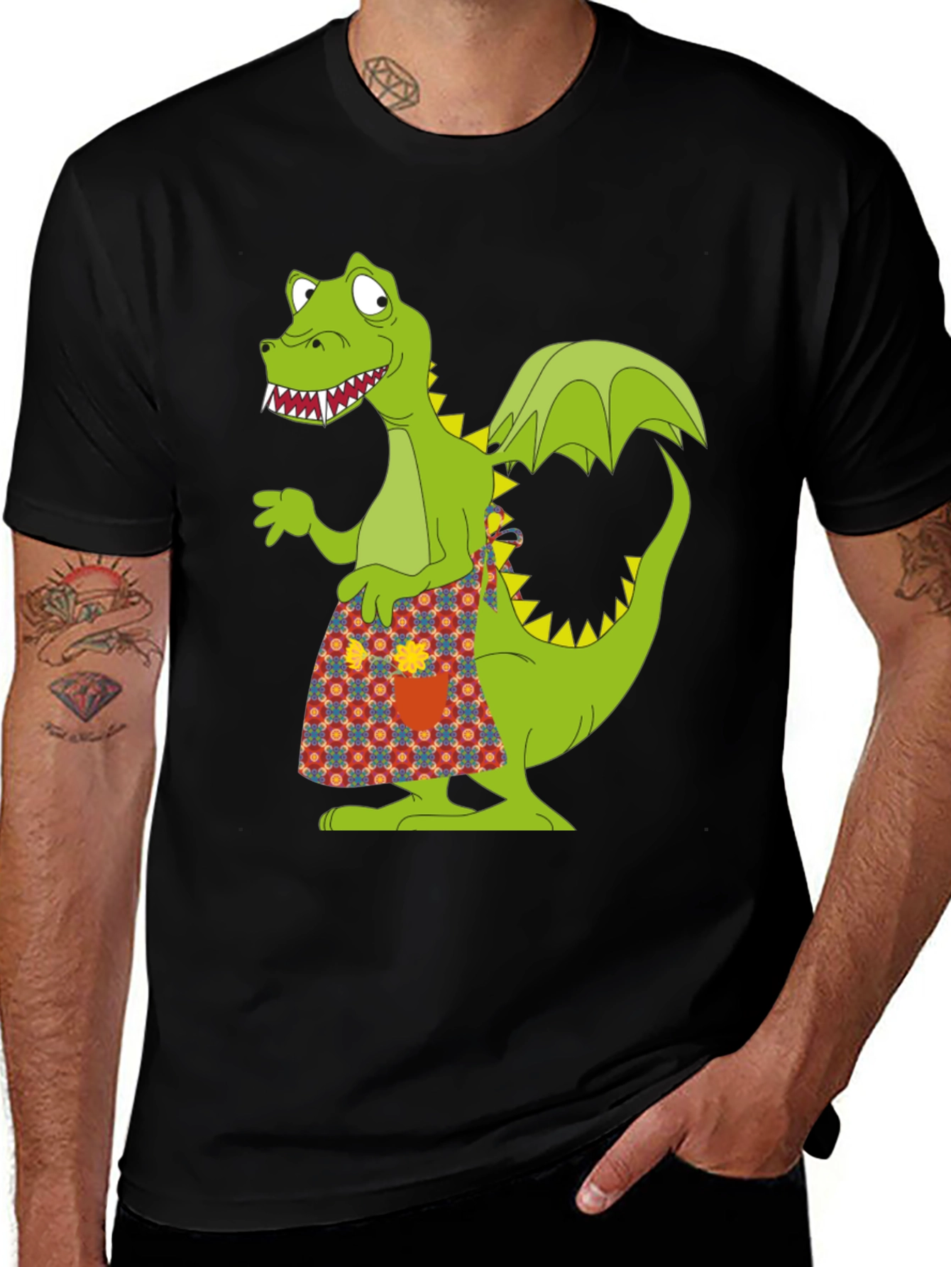 Funny Dragon Graphic Tee - Quirky Black T-Shirt