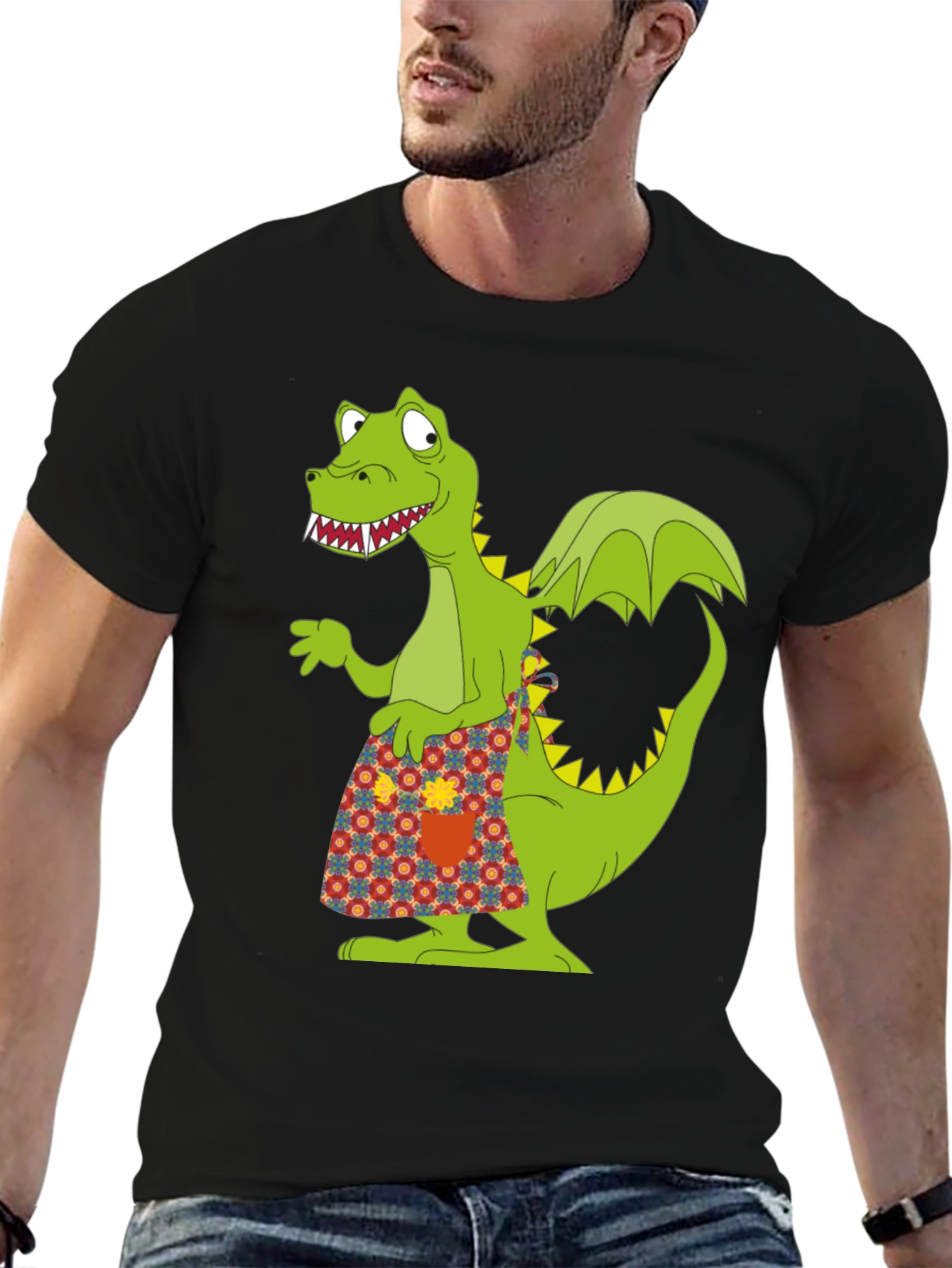 Funny Dragon Graphic Tee - Quirky Black T-Shirt