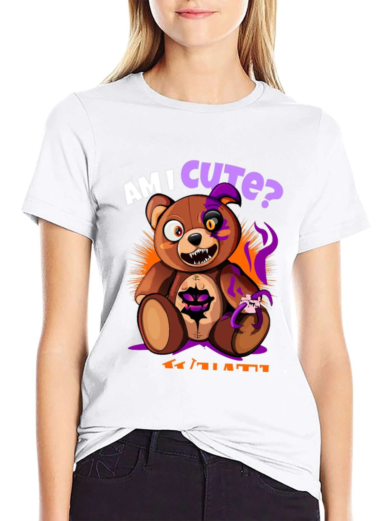 Am I Cute? Scary Halloween Teddy Bear T-Shirt