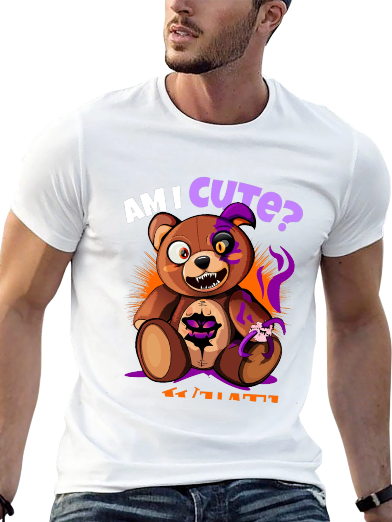 Am I Cute? Scary Halloween Teddy Bear T-Shirt