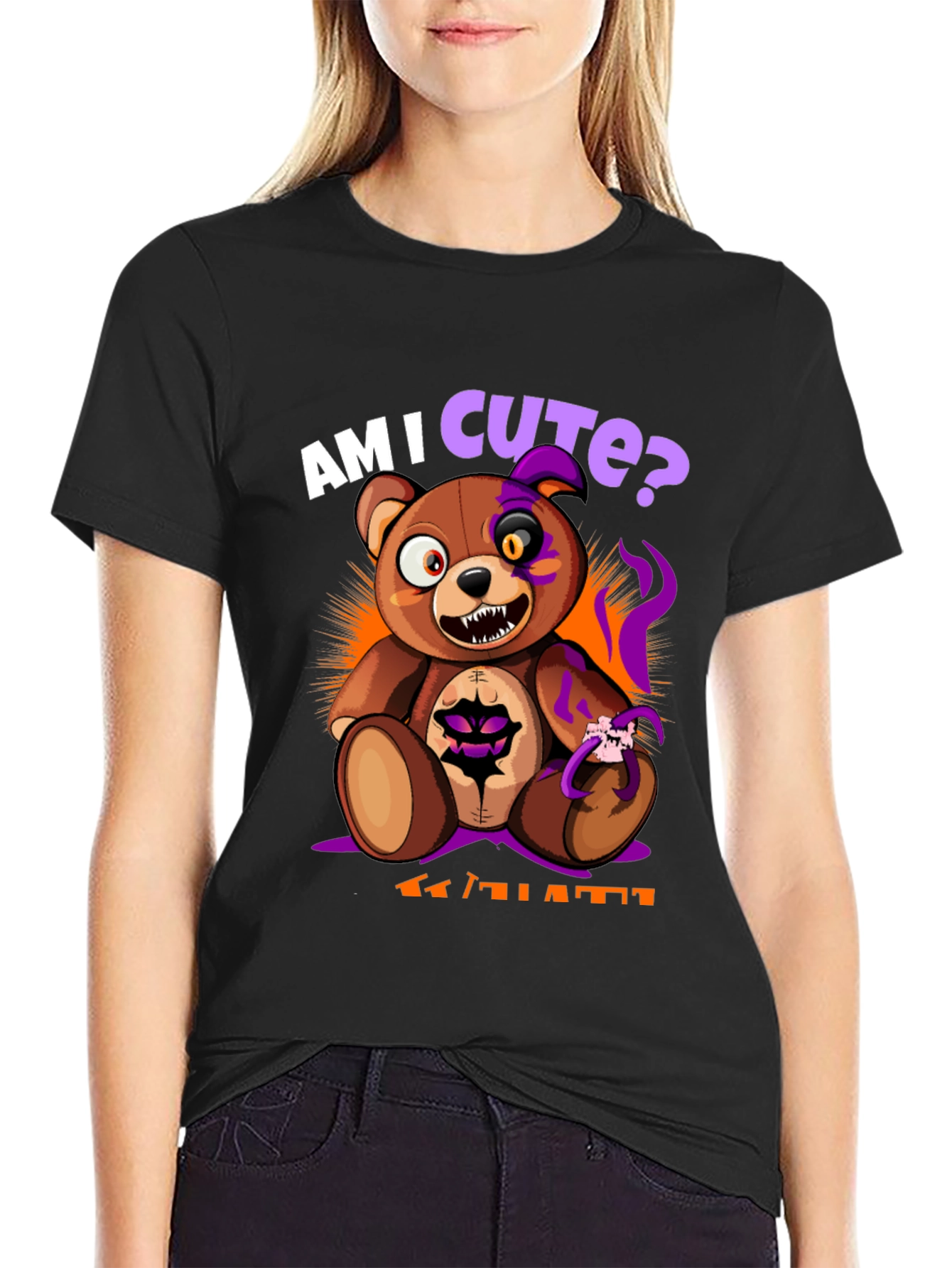 Am I Cute? Scary Halloween Teddy Bear T-Shirt