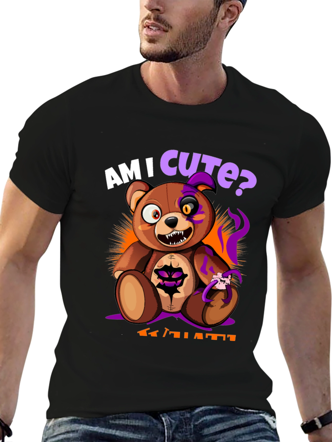 Am I Cute? Scary Halloween Teddy Bear T-Shirt
