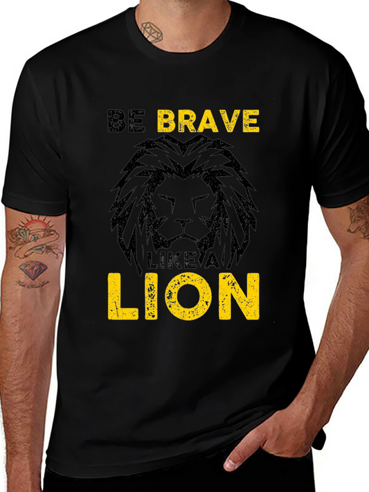 Be Brave Like A Lion Graphic Tee - Black Cotton T-Shirt