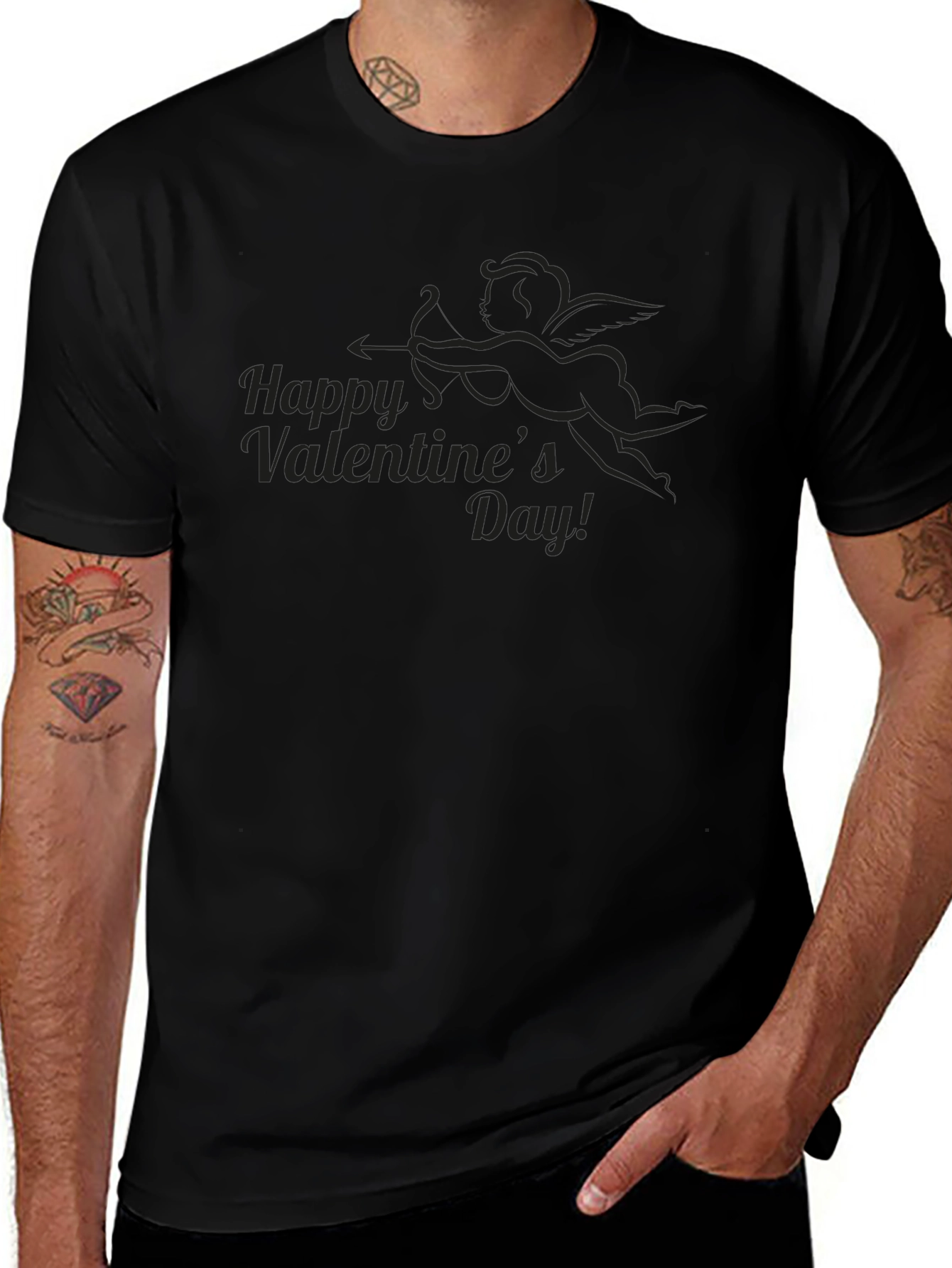 Valentines Day Cupid Black T-Shirt