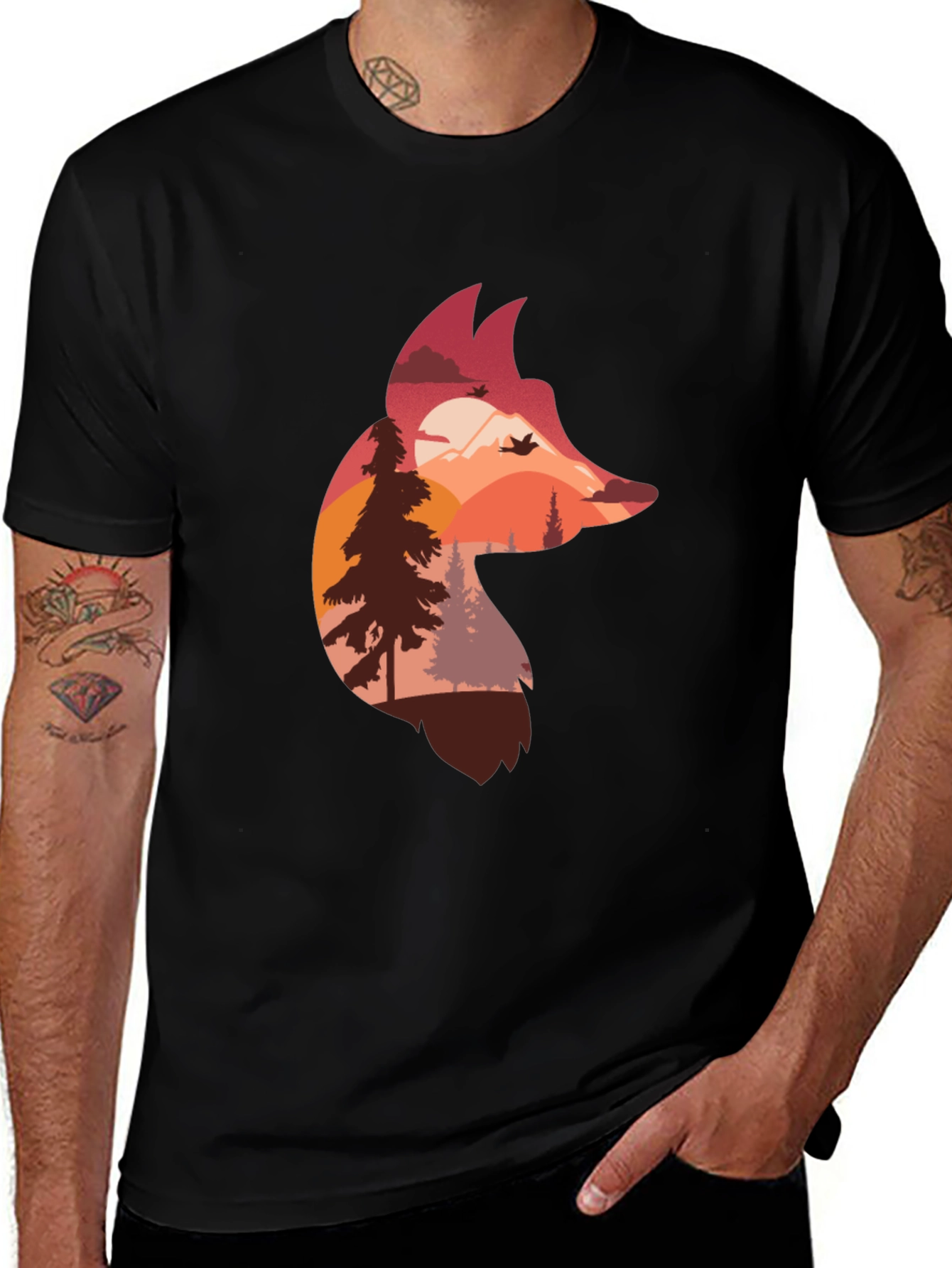 Fox Silhouette Nature Graphic T-Shirt