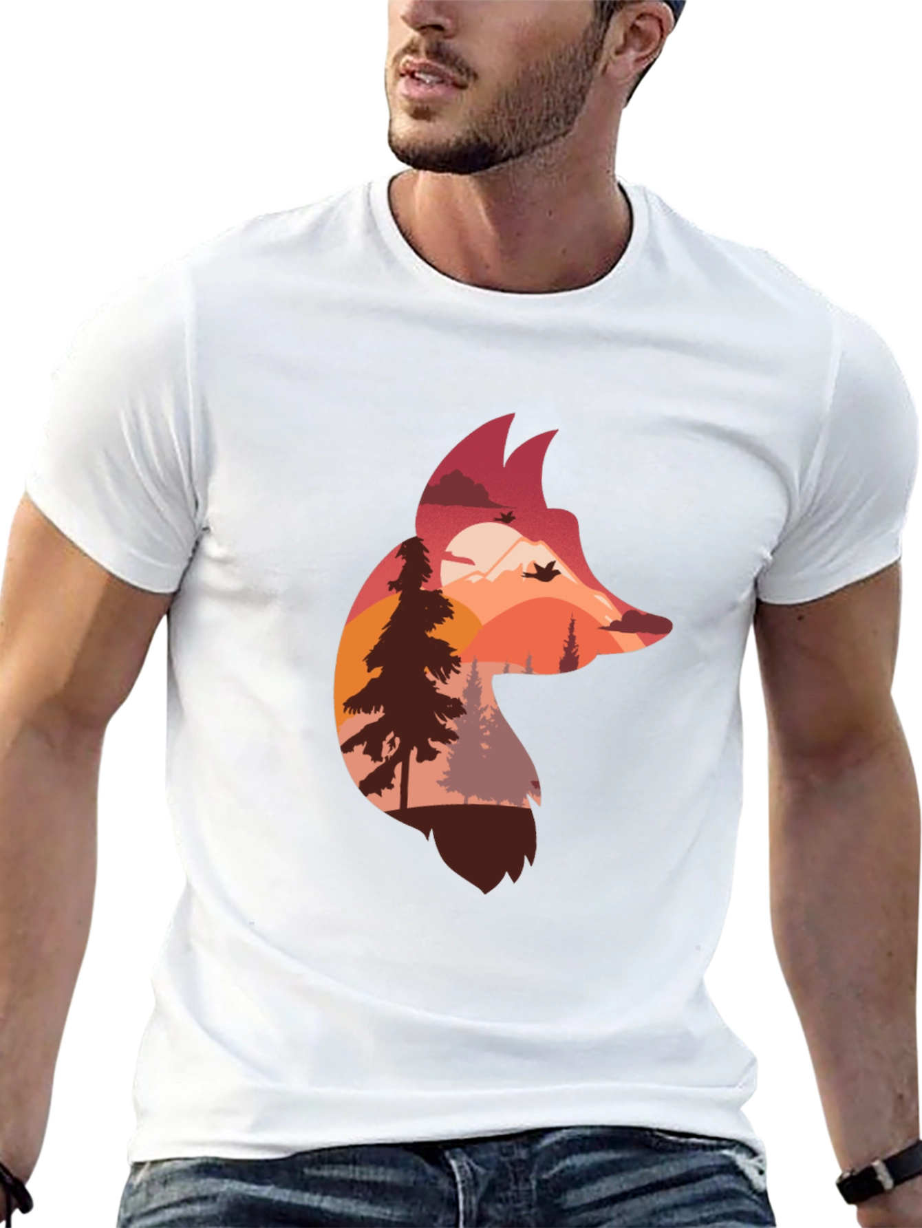 Fox Silhouette Nature Graphic T-Shirt