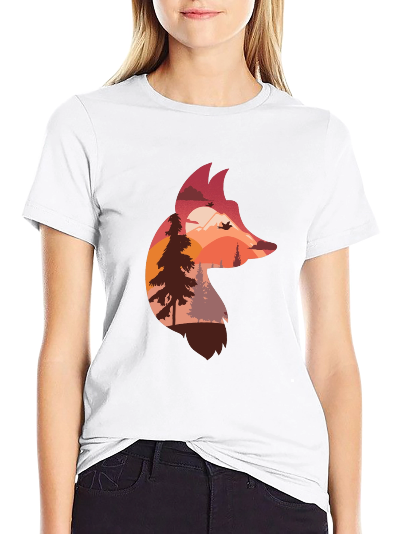 Fox Silhouette Nature Graphic T-Shirt