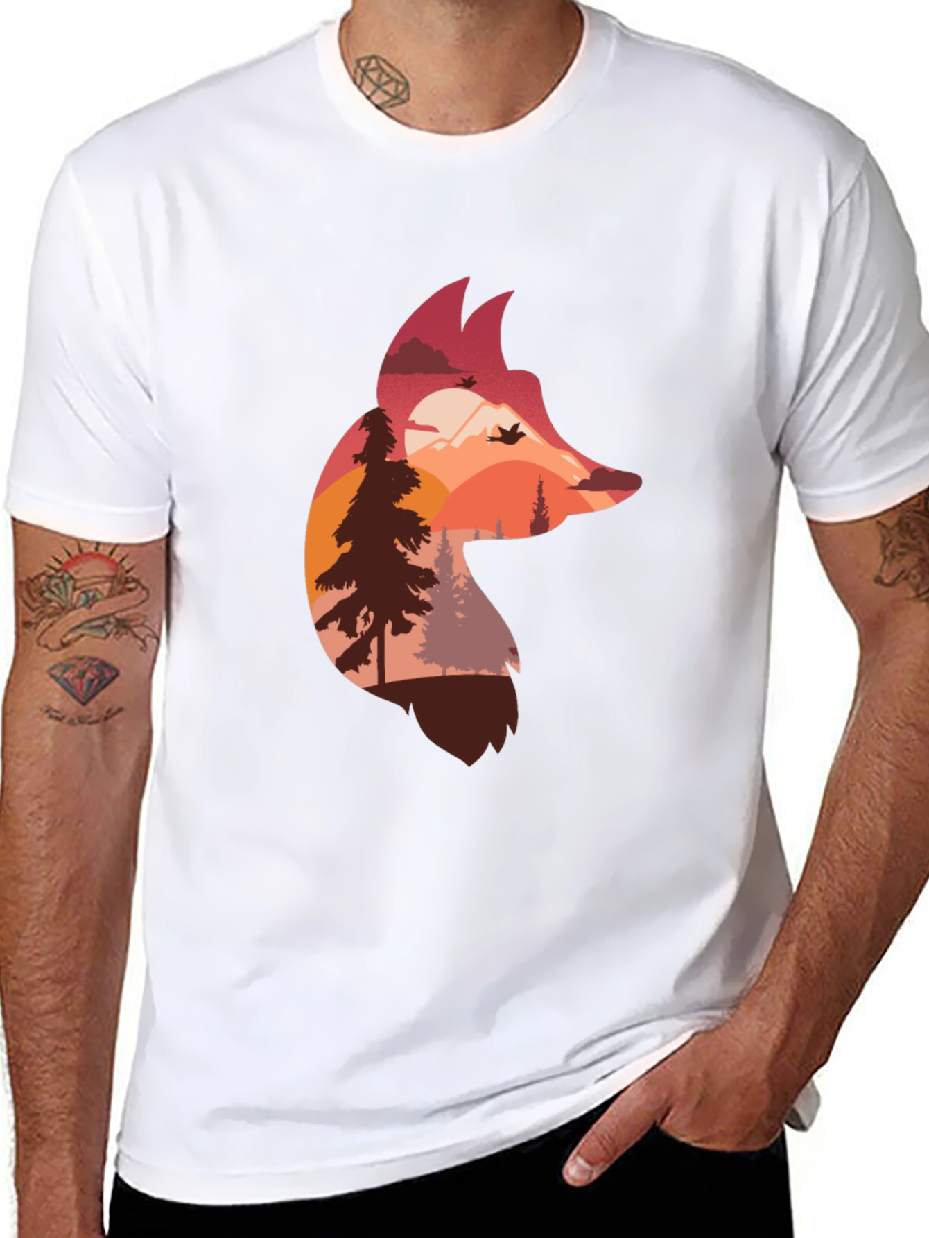 Fox Silhouette Nature Graphic T-Shirt