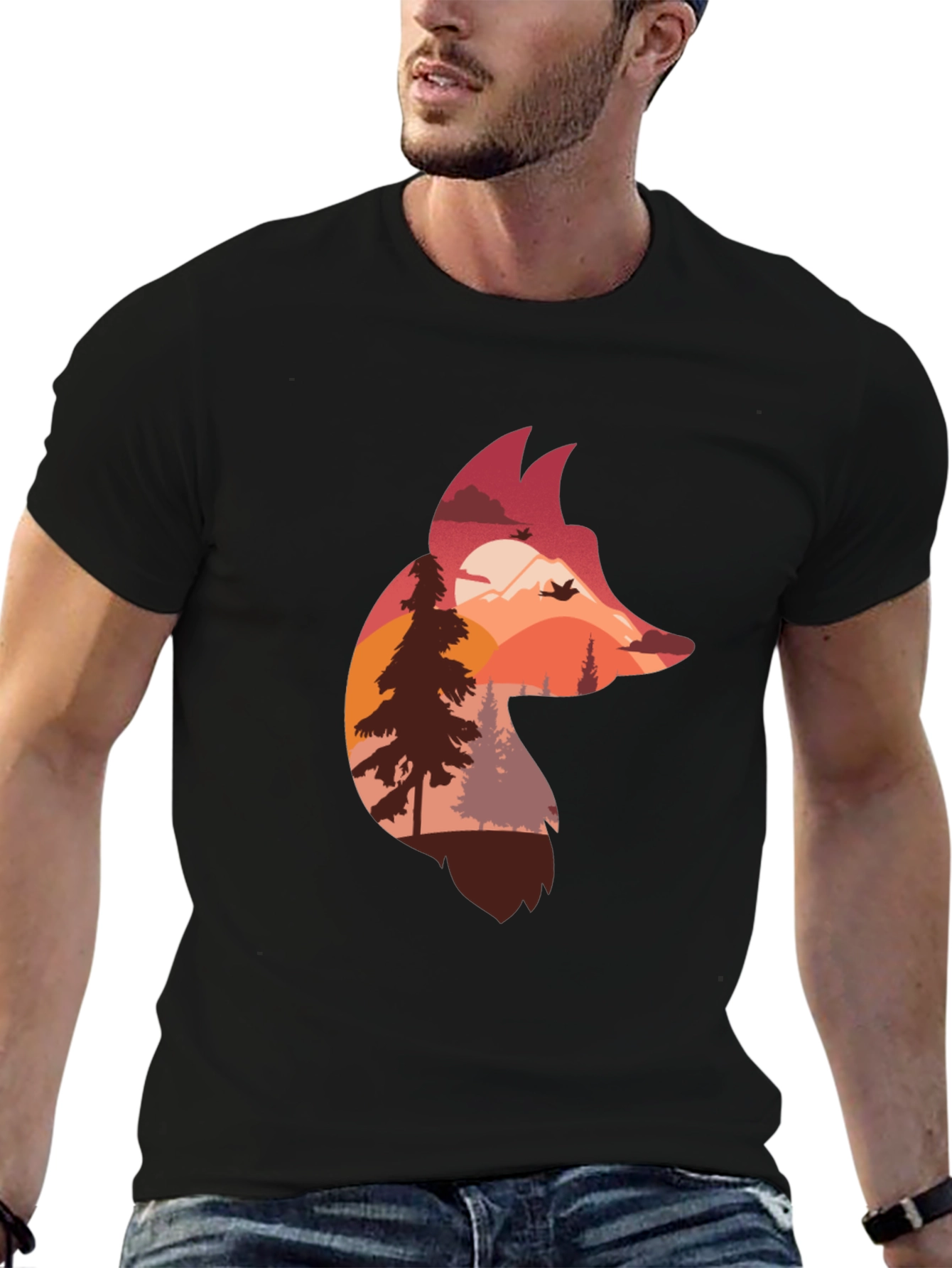 Fox Silhouette Nature Graphic T-Shirt