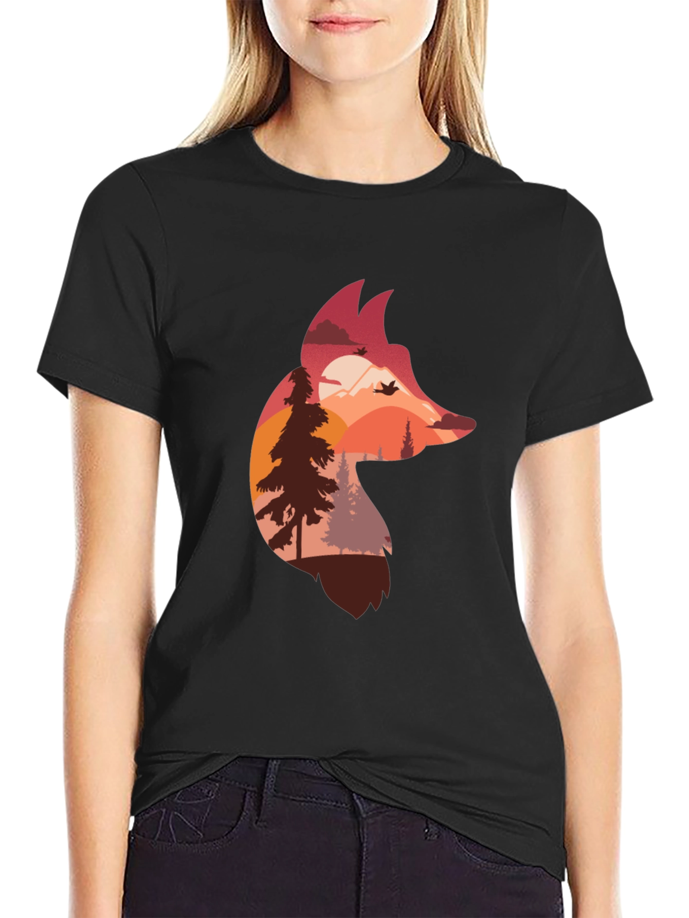 Fox Silhouette Nature Graphic T-Shirt