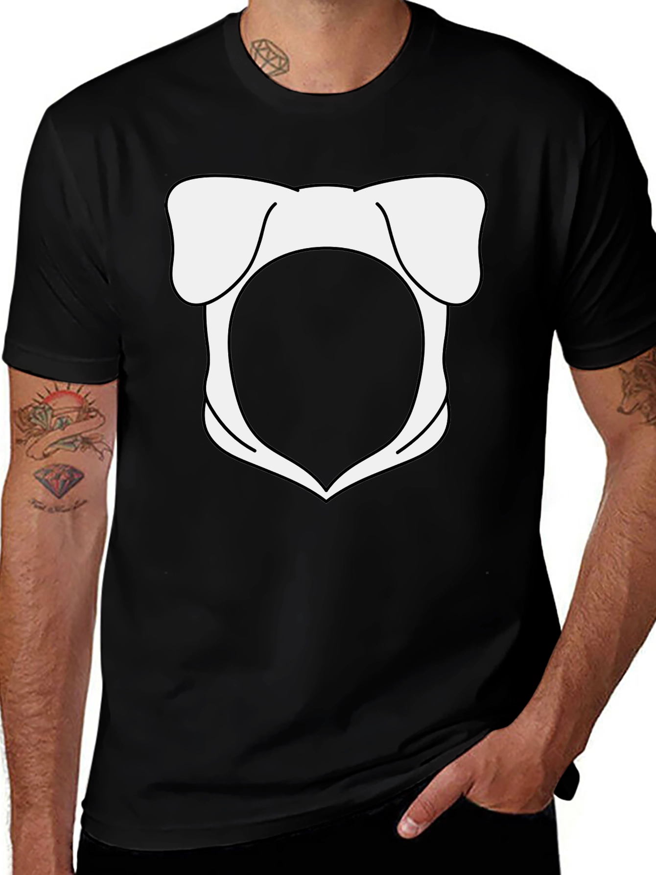Mens Black T-Shirt with Novelty Pig Design