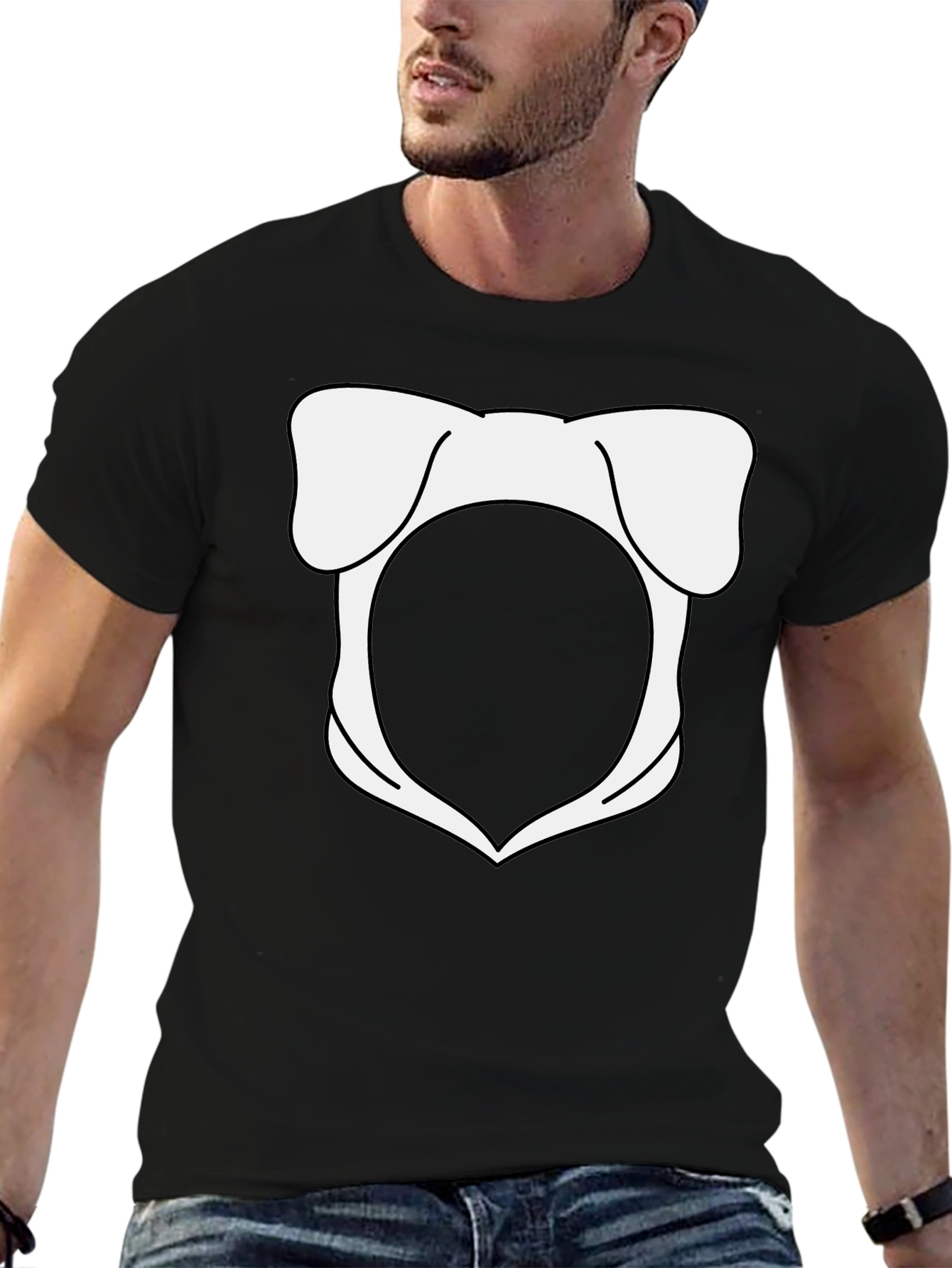 Mens Black T-Shirt with Novelty Pig Design