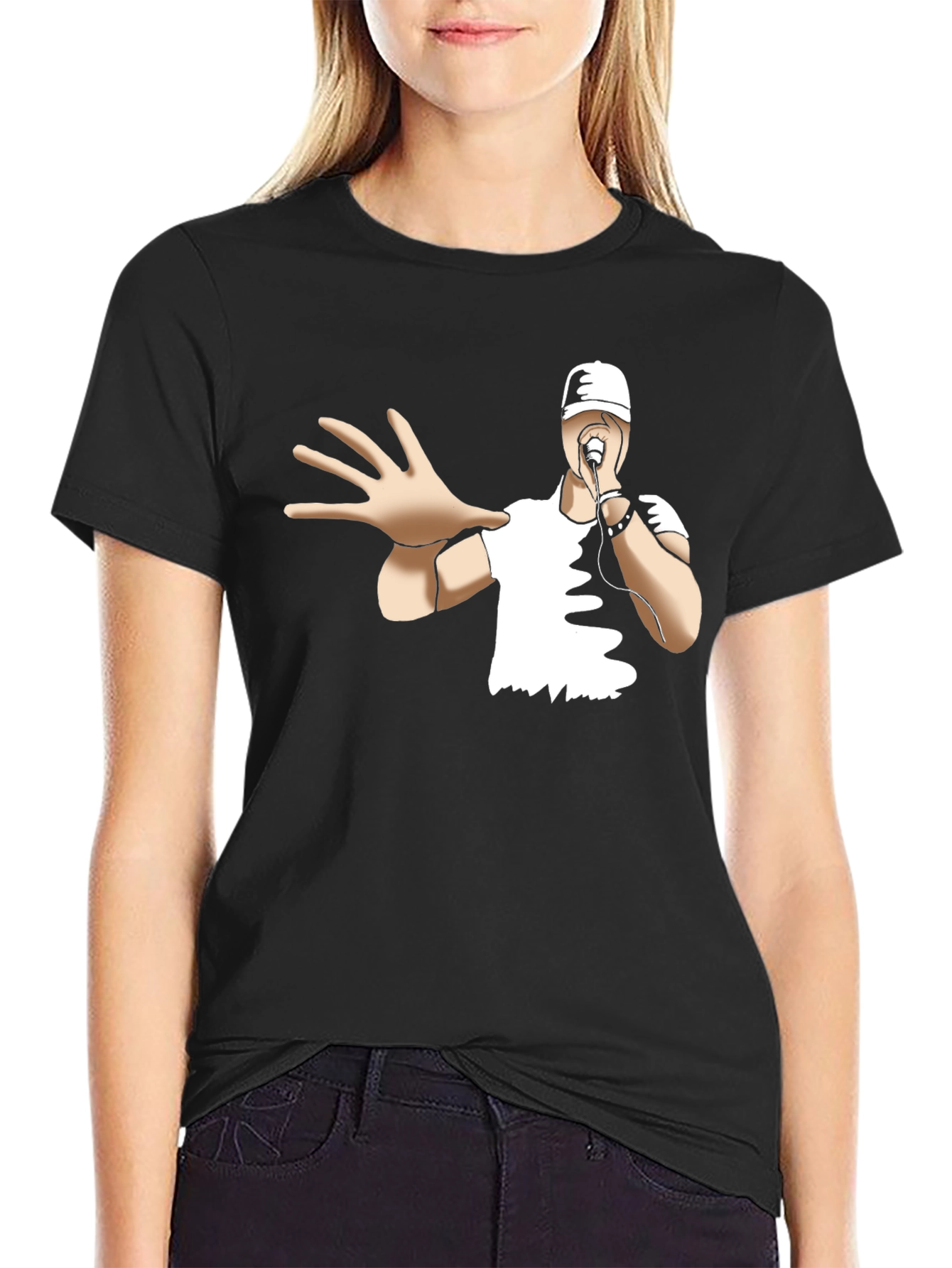 Cool Cartoon Rapper Black T-Shirt