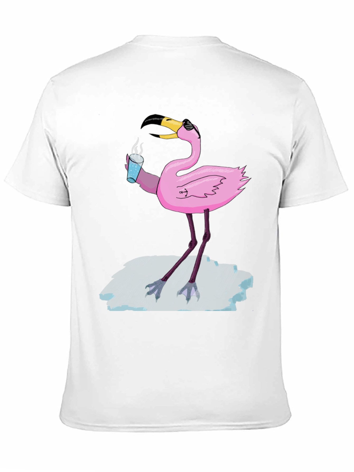 Cool Flamingo Drinking Coffee Graphic Tee