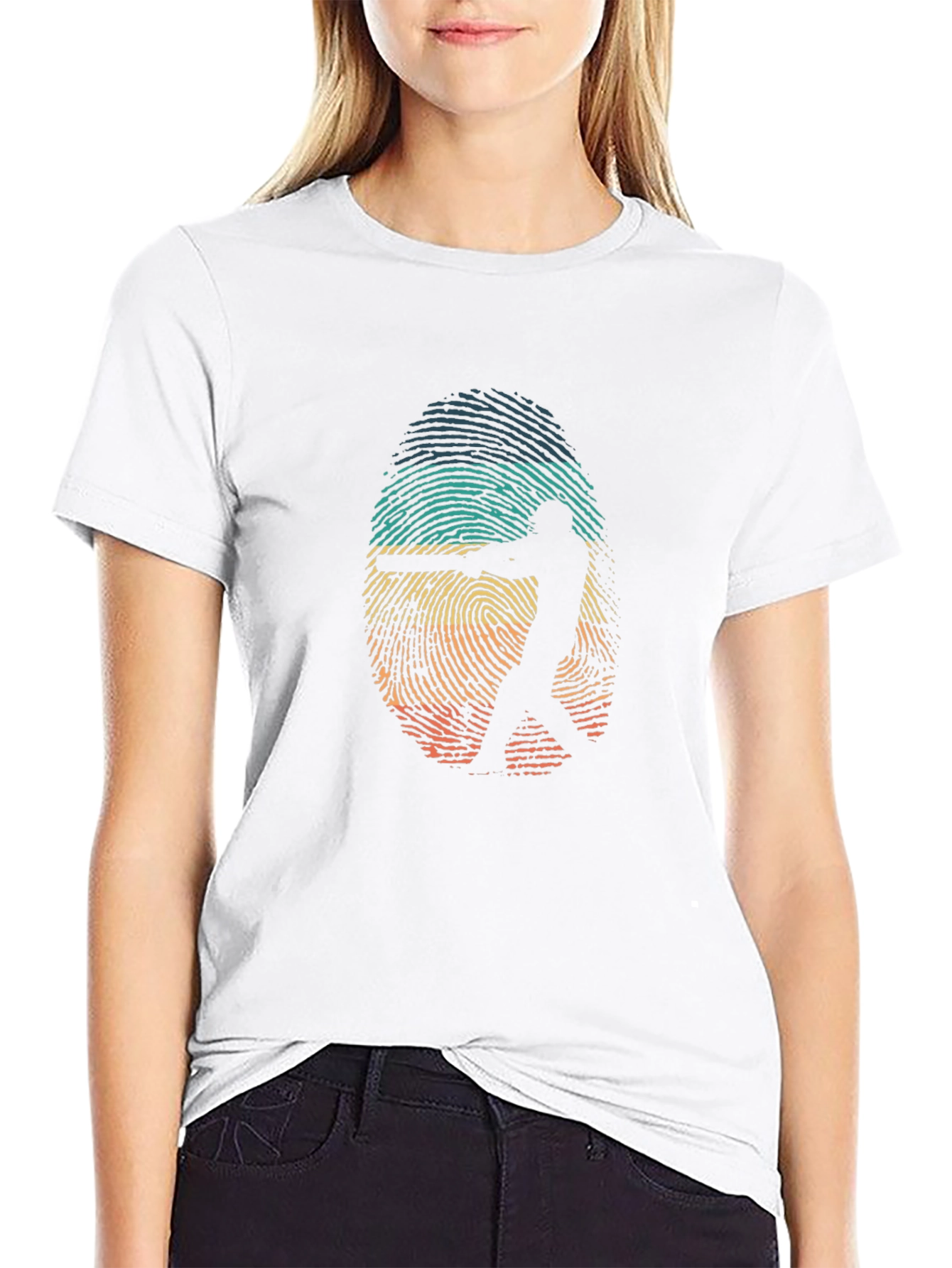 Ringer Fingerprint Gun Silhouette Graphic Tee