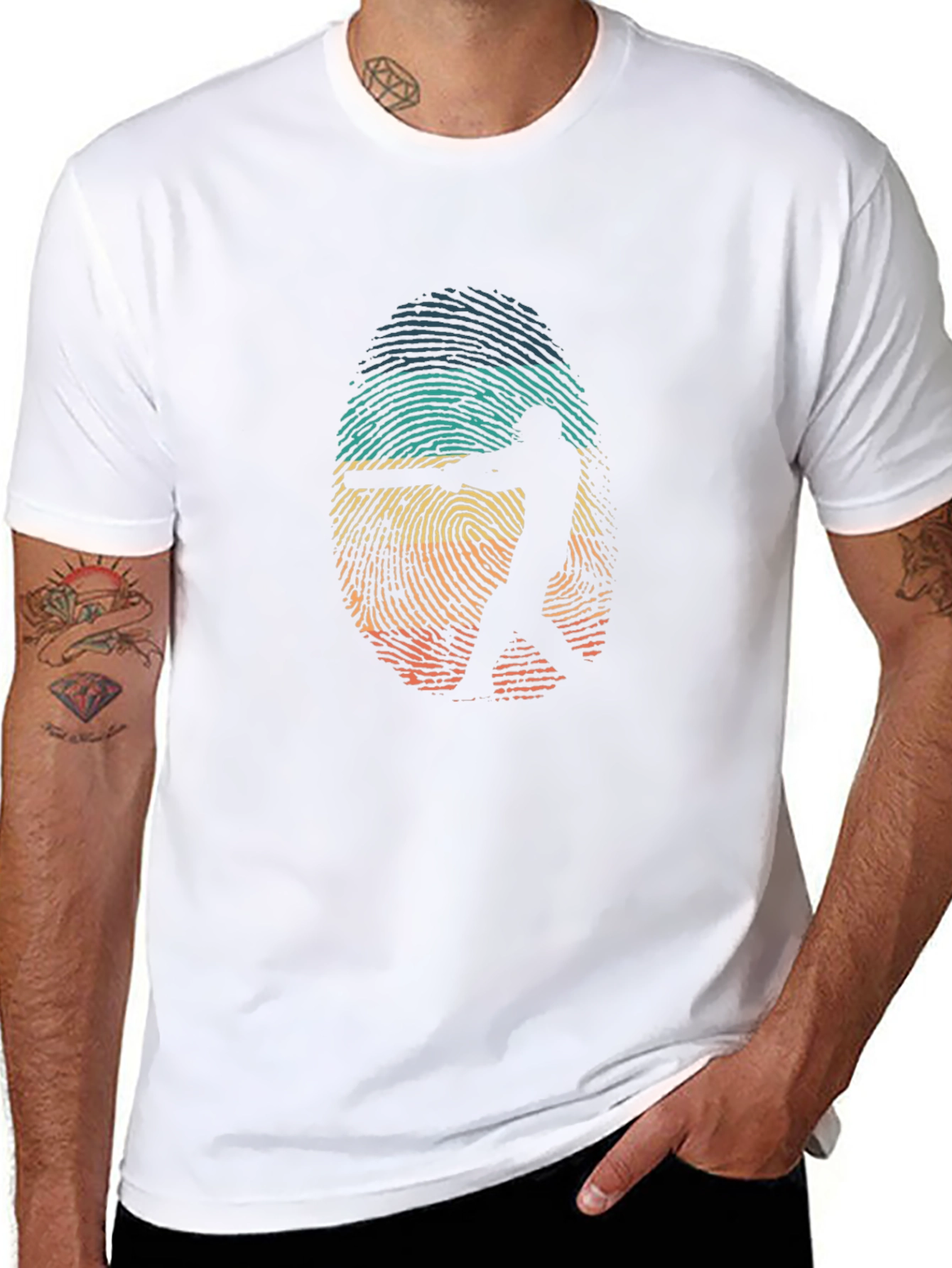 Ringer Fingerprint Gun Silhouette Graphic Tee