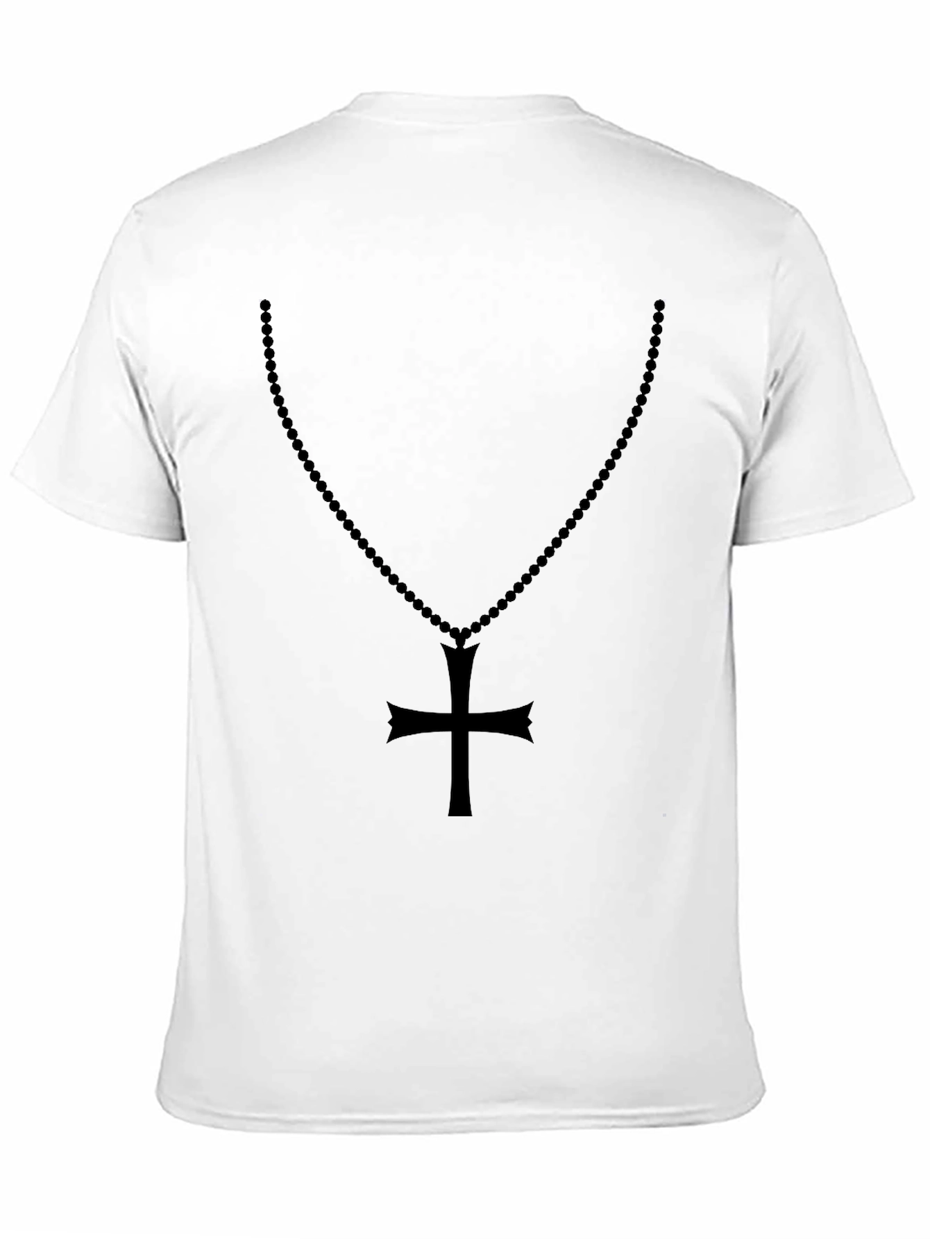Mens Black Rosary Cross Graphic T-Shirt