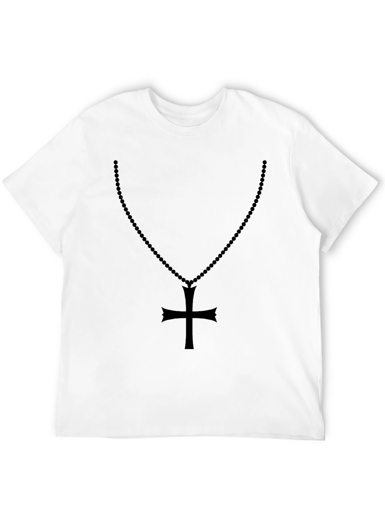 Mens Black Rosary Cross Graphic T-Shirt