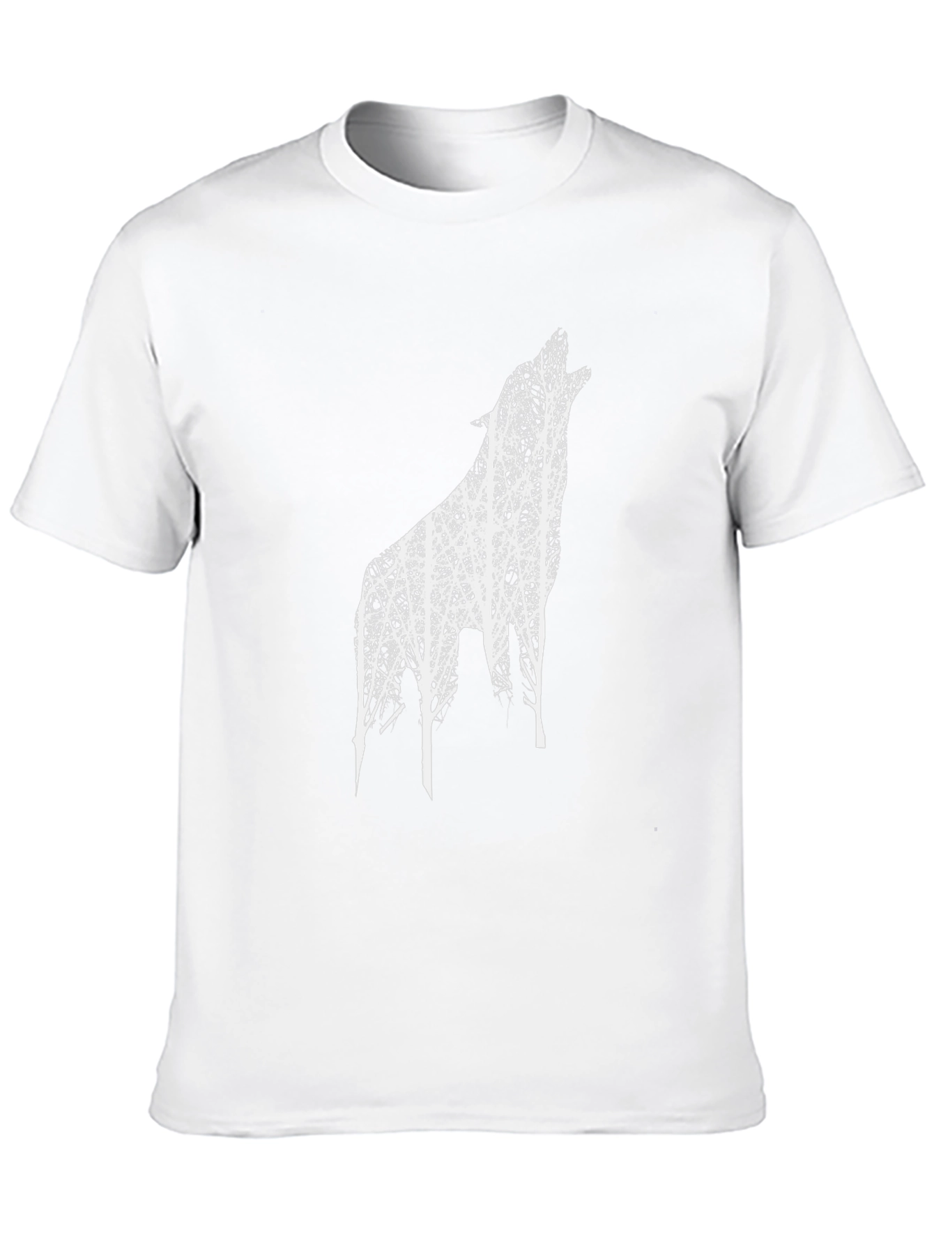 Black T-Shirt with Wolf Tree Design