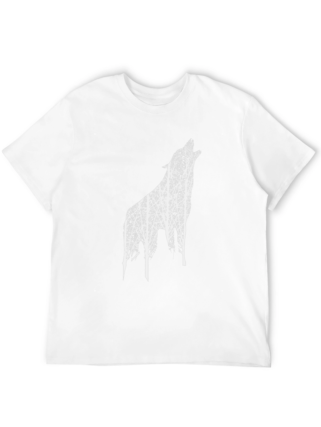 Black T-Shirt with Wolf Tree Design