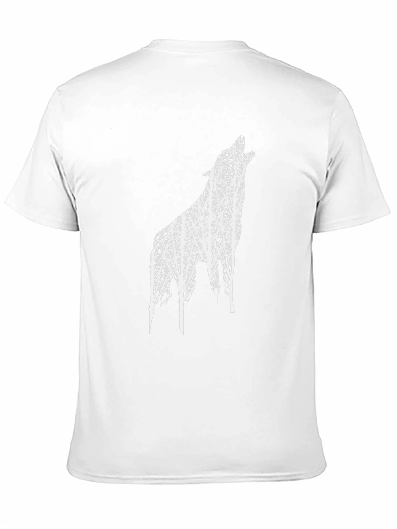 Black T-Shirt with Wolf Tree Design