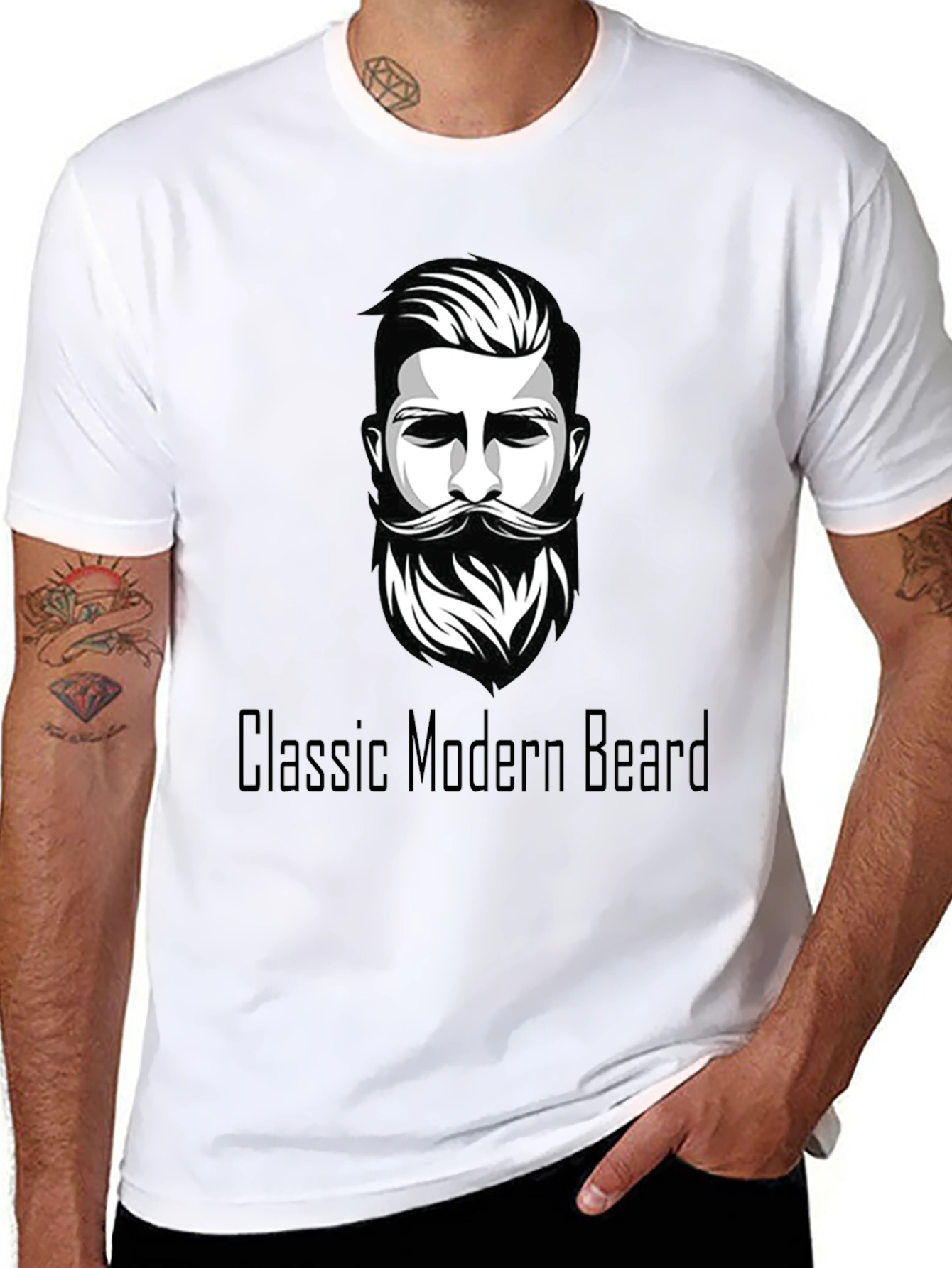 Classic Modern Beard Graphic Tee - Black
