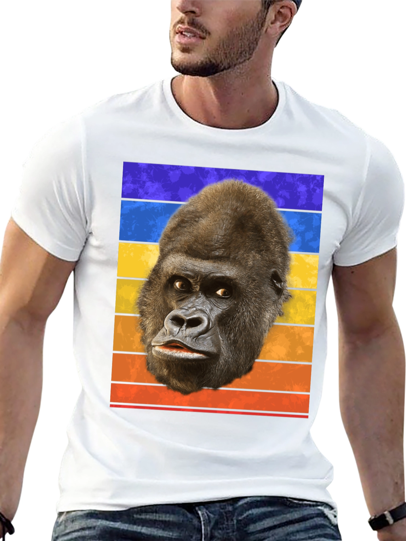 Retro Gorilla Head T-Shirt - Bold Graphic Tee