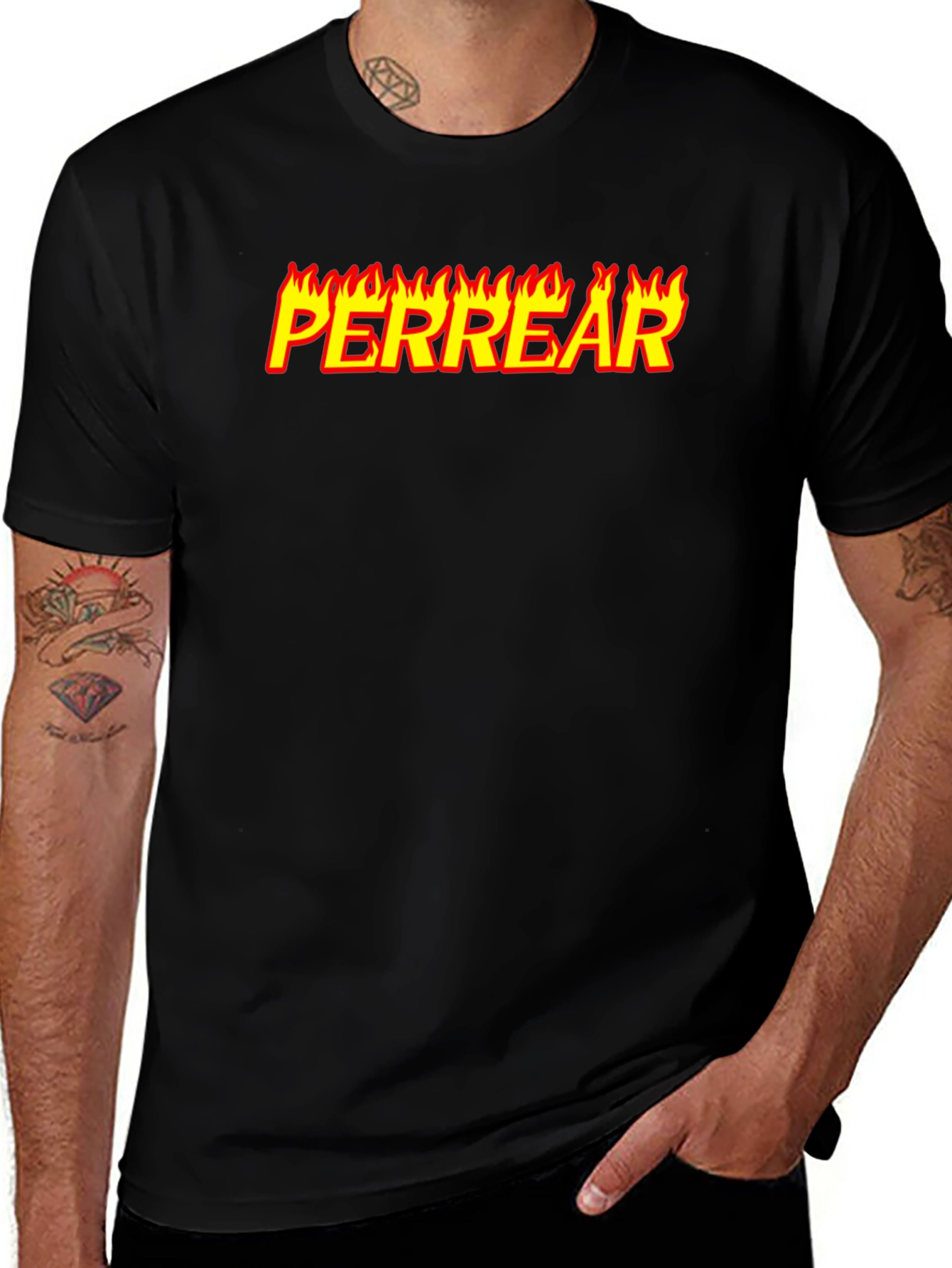 Perrear Flame Graphic T-Shirt - Black