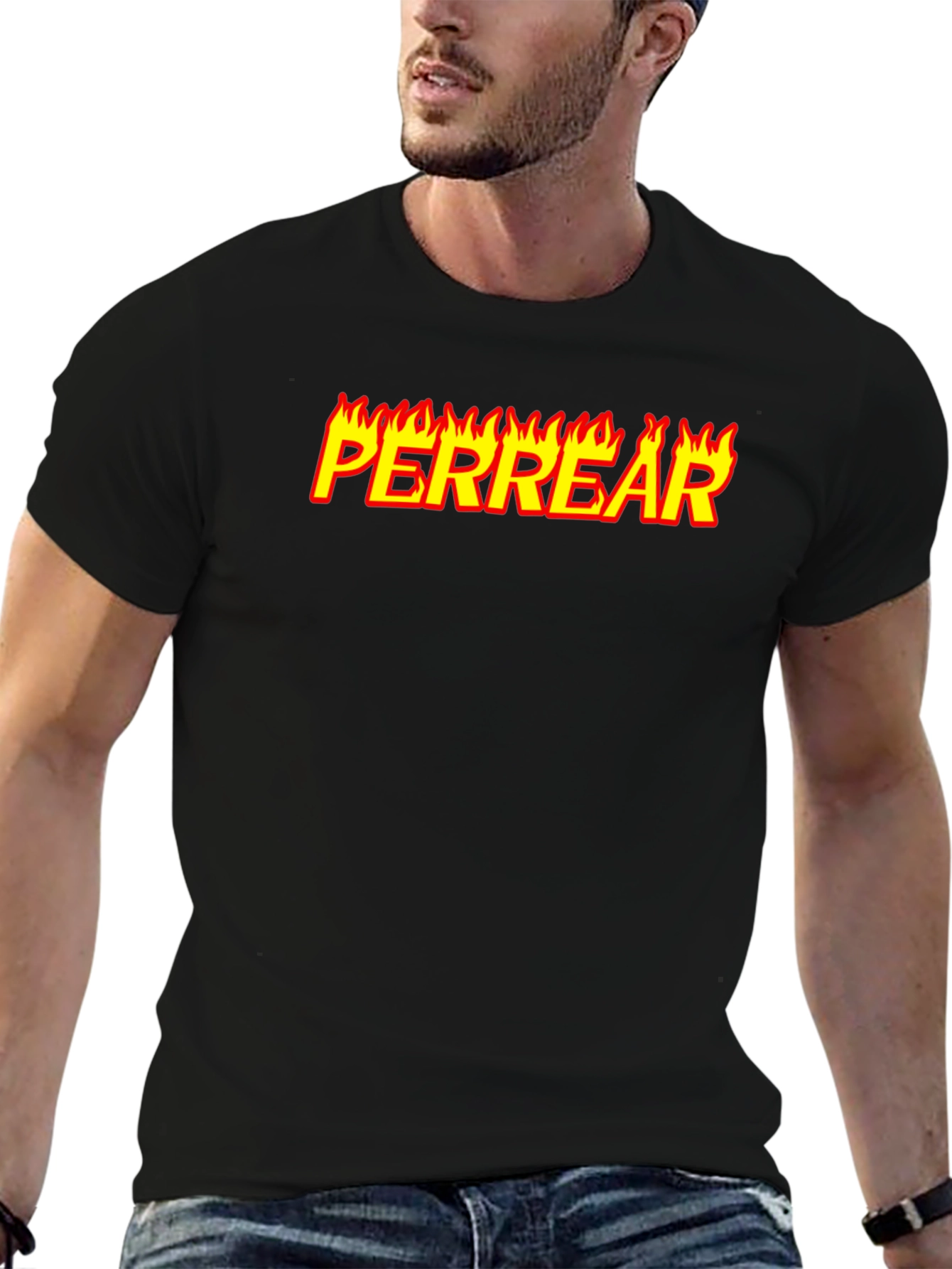 Perrear Flame Graphic T-Shirt - Black