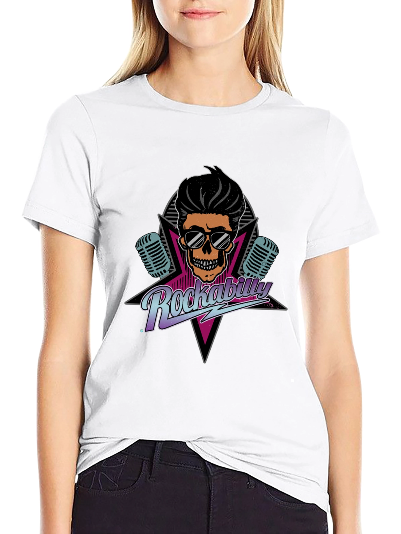 Rockabilly Skull Graphic Tee - Retro Cool
