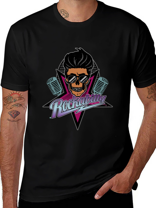 Rockabilly Skull Graphic Tee - Retro Cool