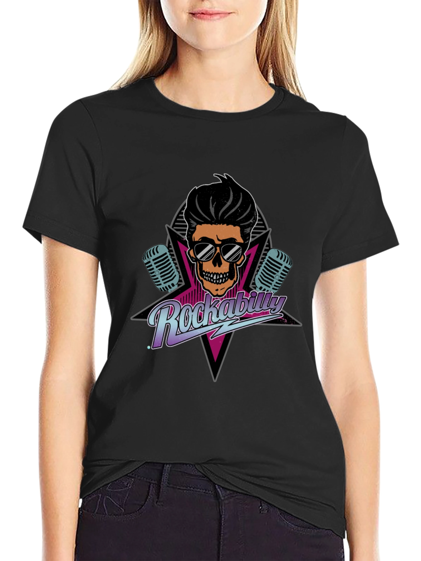 Rockabilly Skull Graphic Tee - Retro Cool