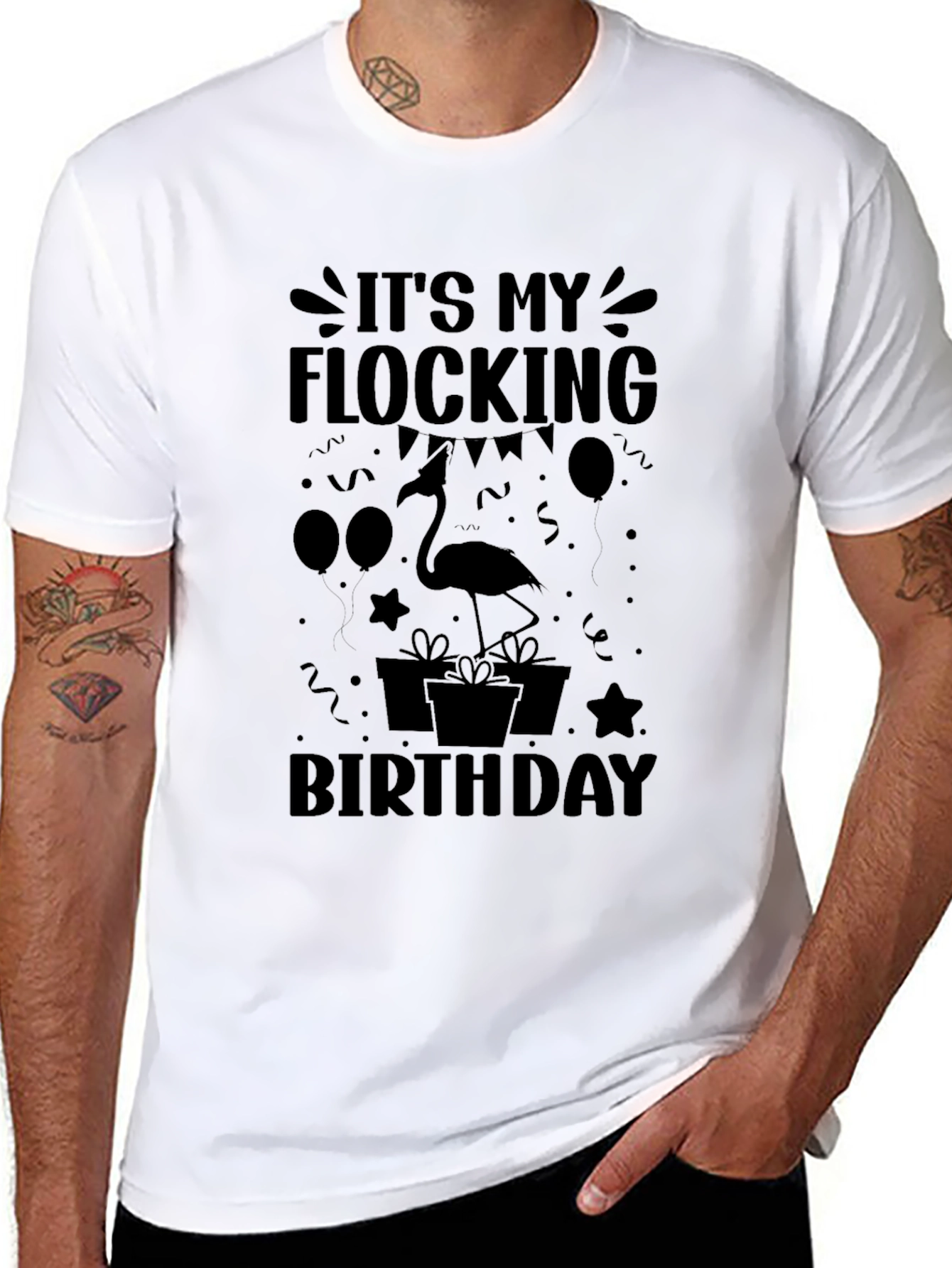 Flocking Birthday Black T-Shirt