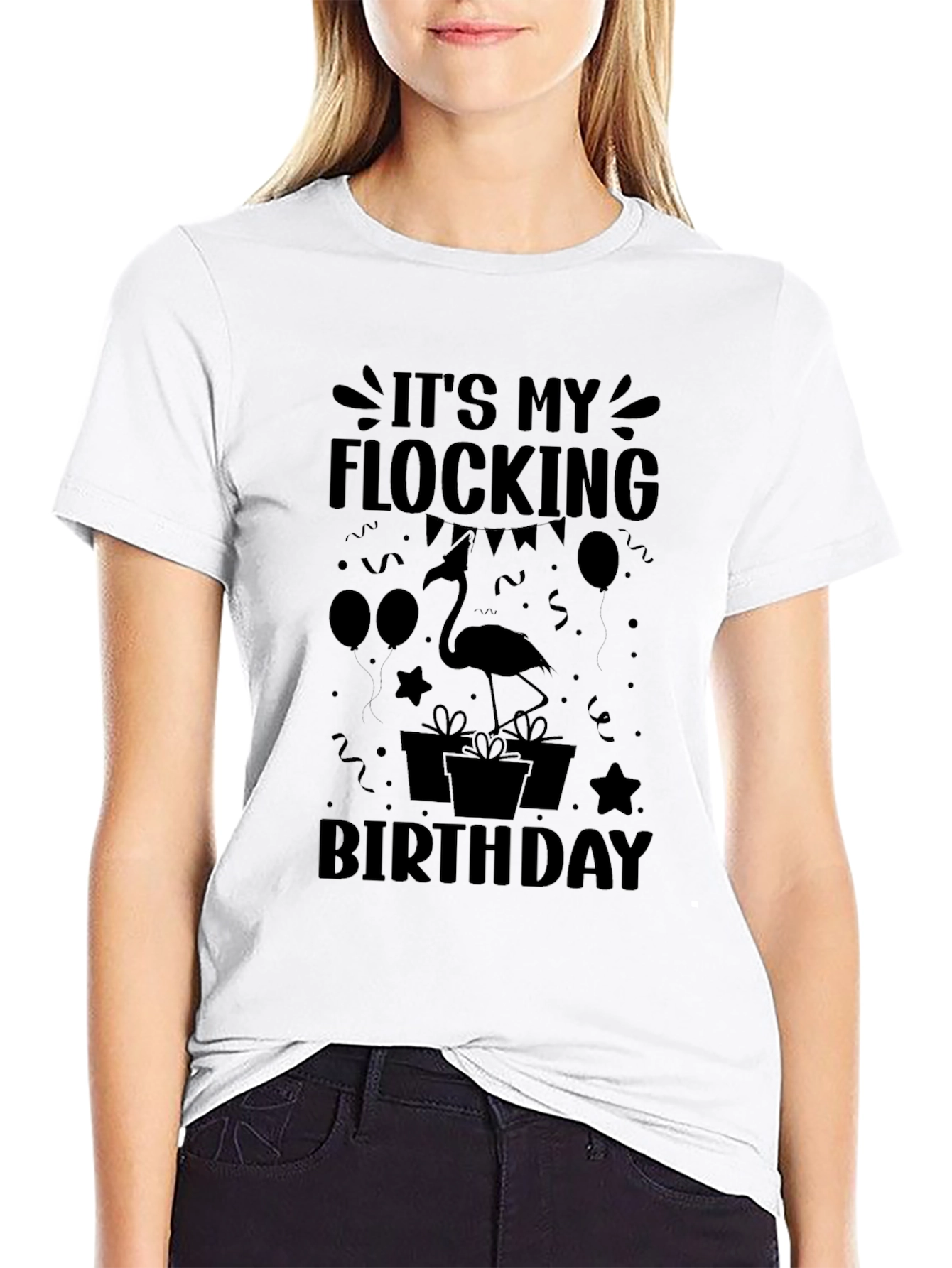 Flocking Birthday Black T-Shirt