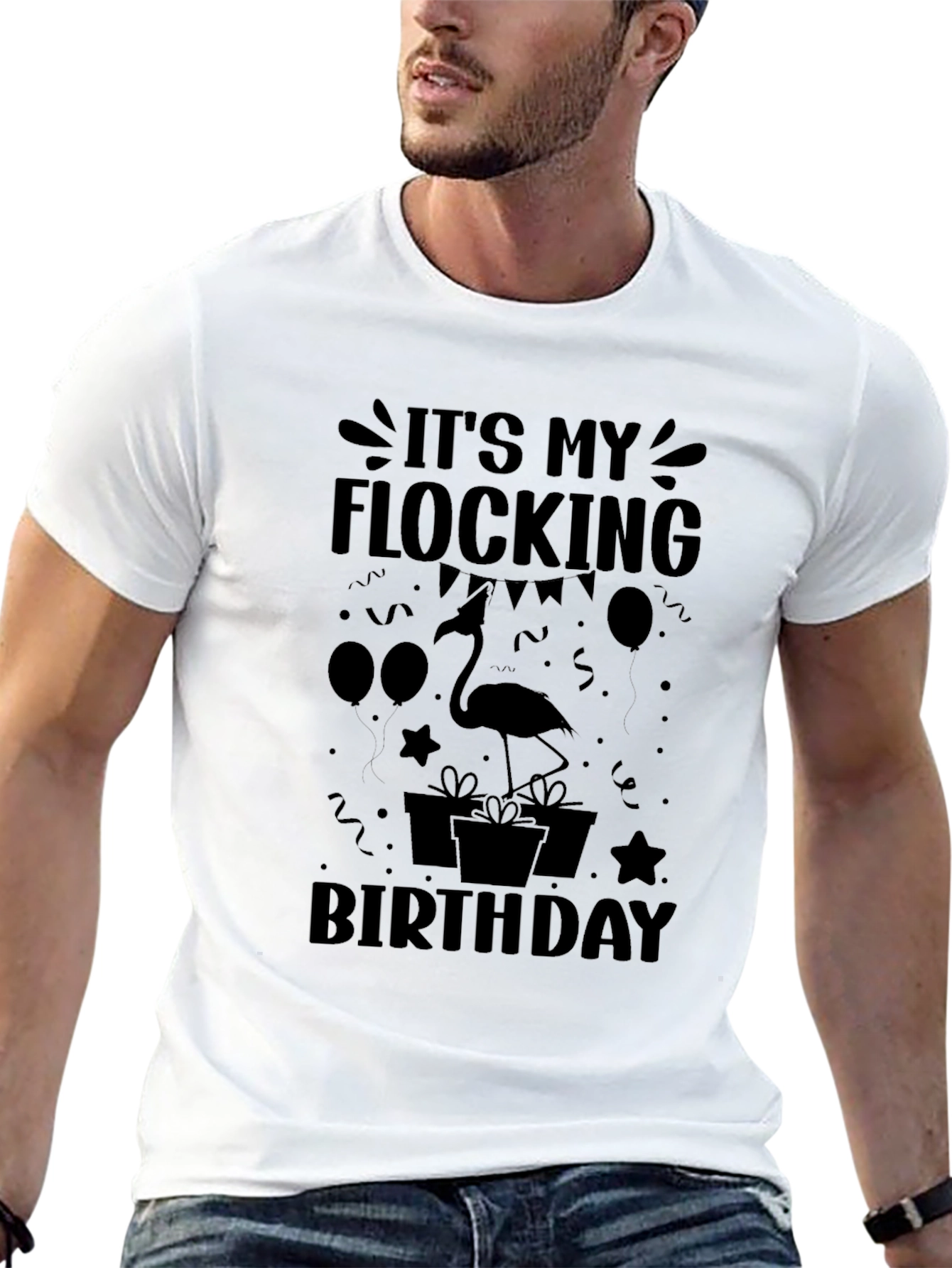 Flocking Birthday Black T-Shirt