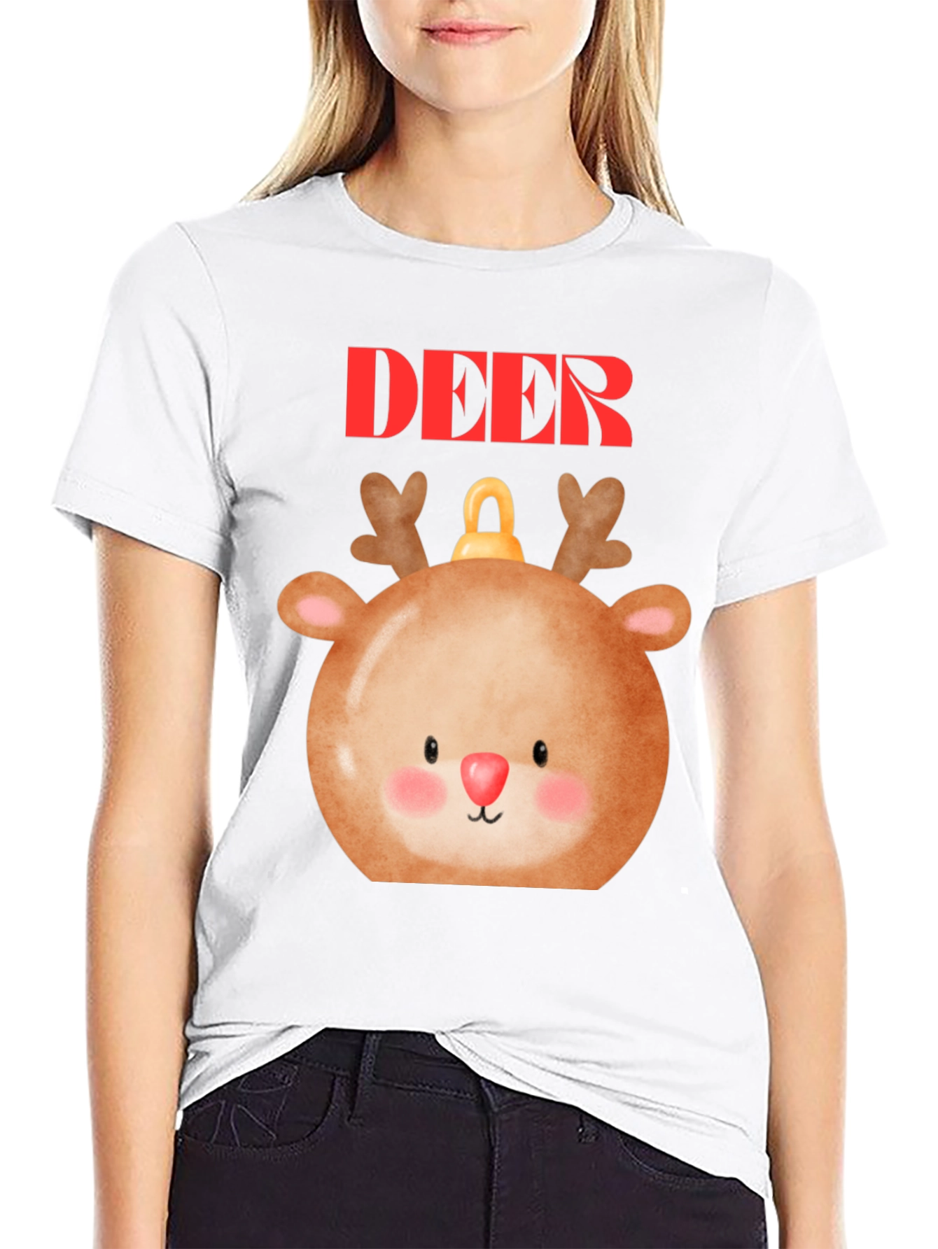 Cute Deer Ornament T-Shirt - Holiday Festive Style
