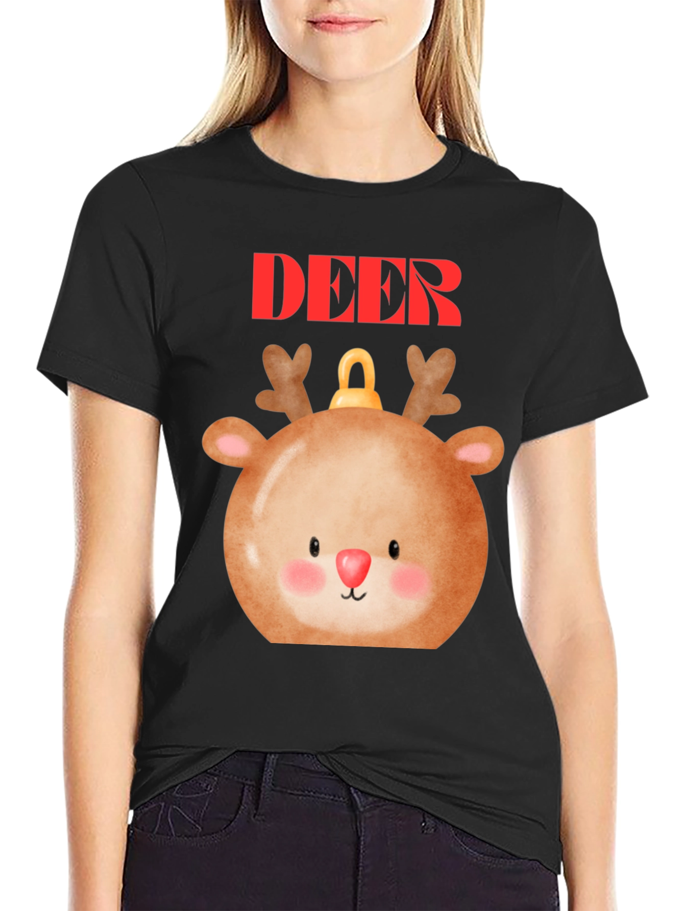Cute Deer Ornament T-Shirt - Holiday Festive Style