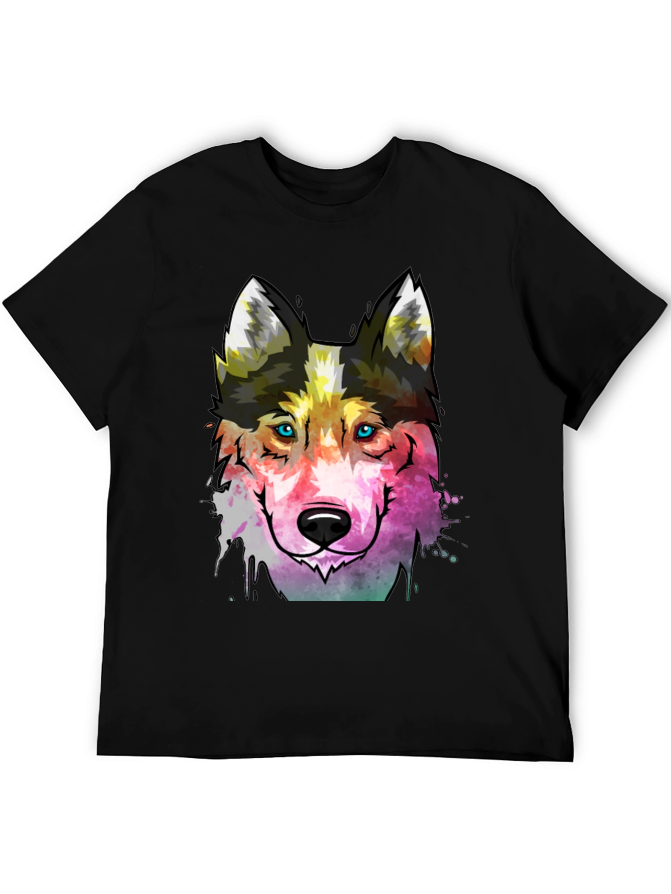 Abstract Wolf Graphic Tee - Mens Black T-Shirt